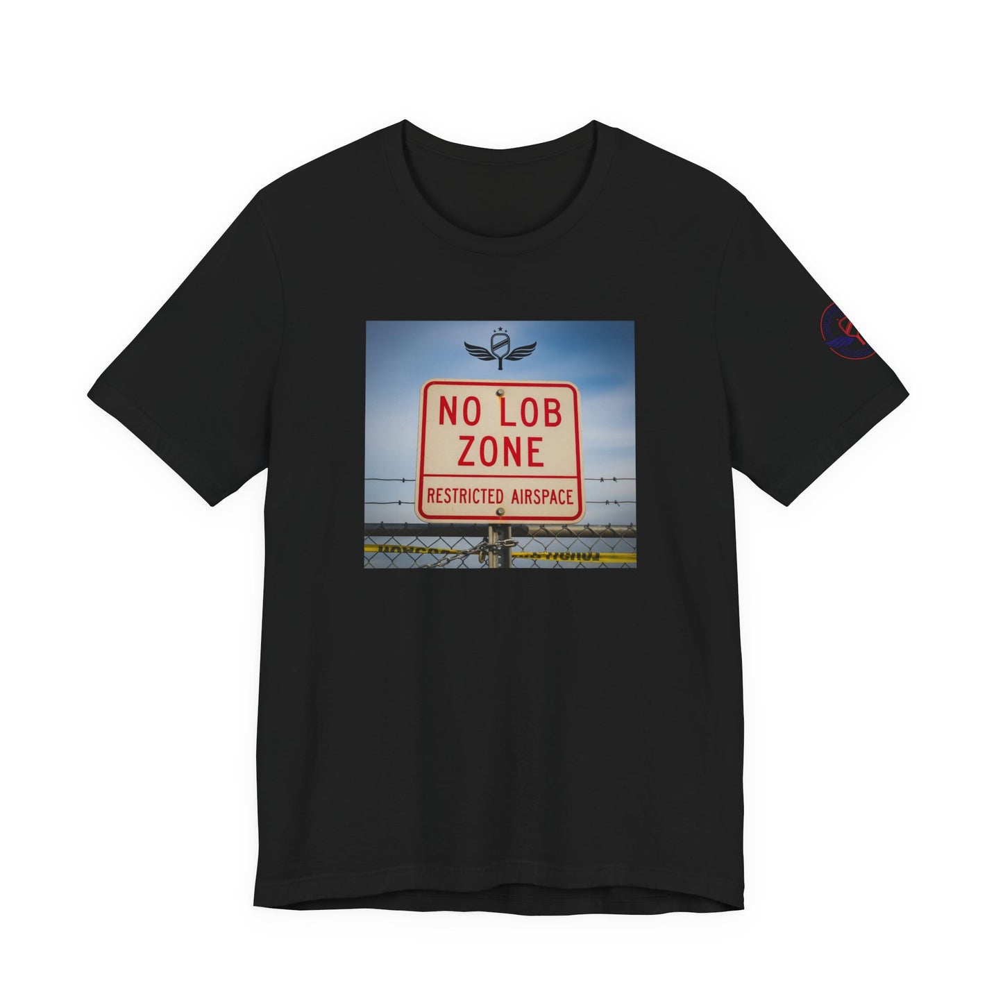 black t-shirt Sometimes they fly 'No Lob Zone' pickleball apparel aggressive