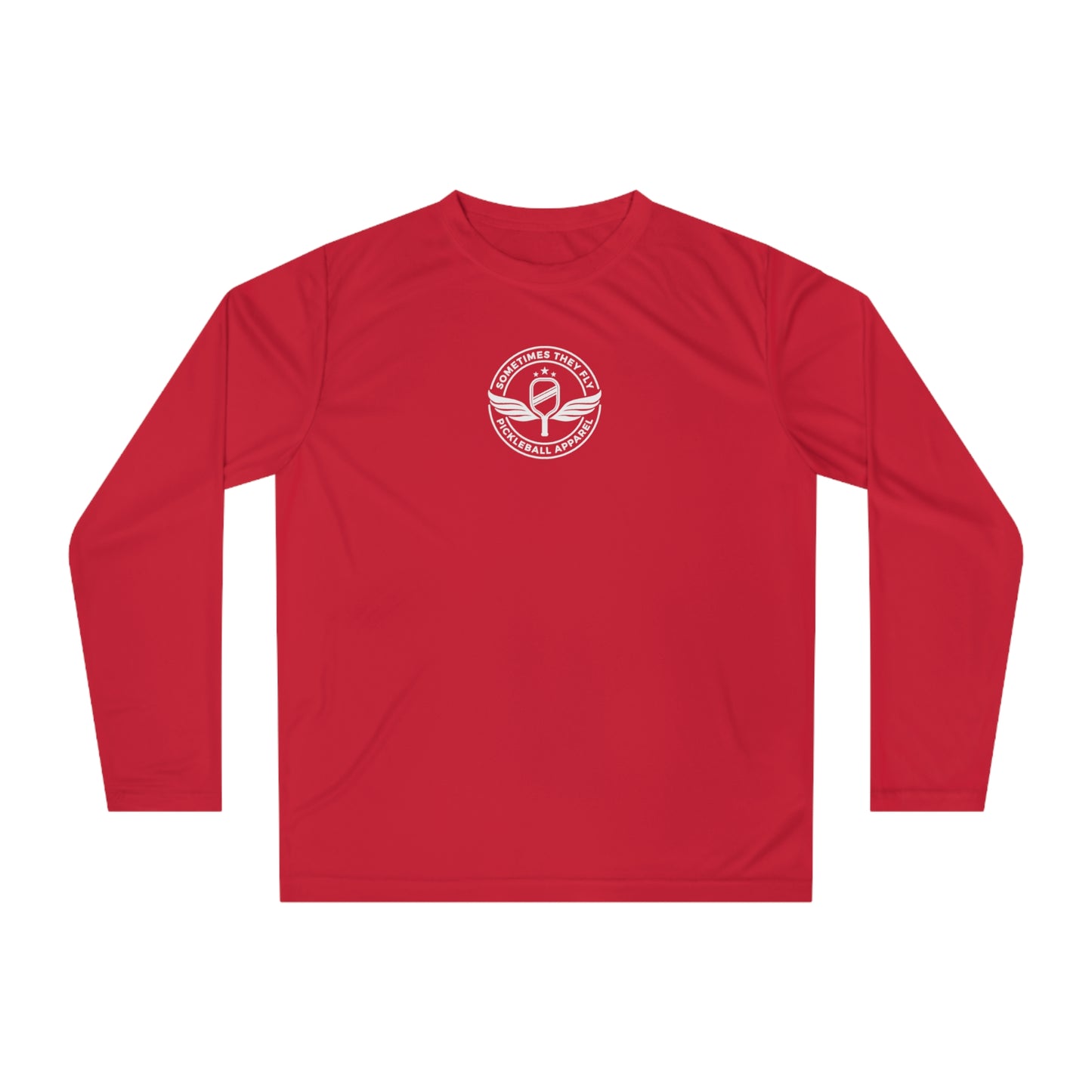 Sometimes they fly long sleeve Pickleball logo only performance sports shirt pure red