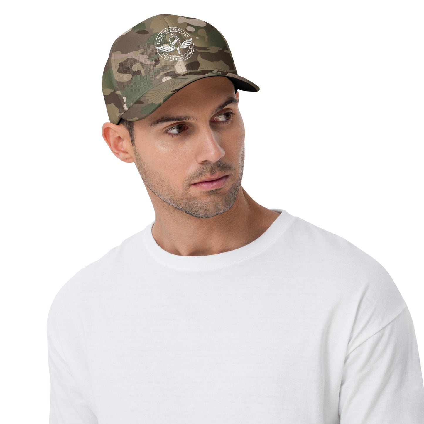 Sometimes they fly light camo flex fit pickleball cap