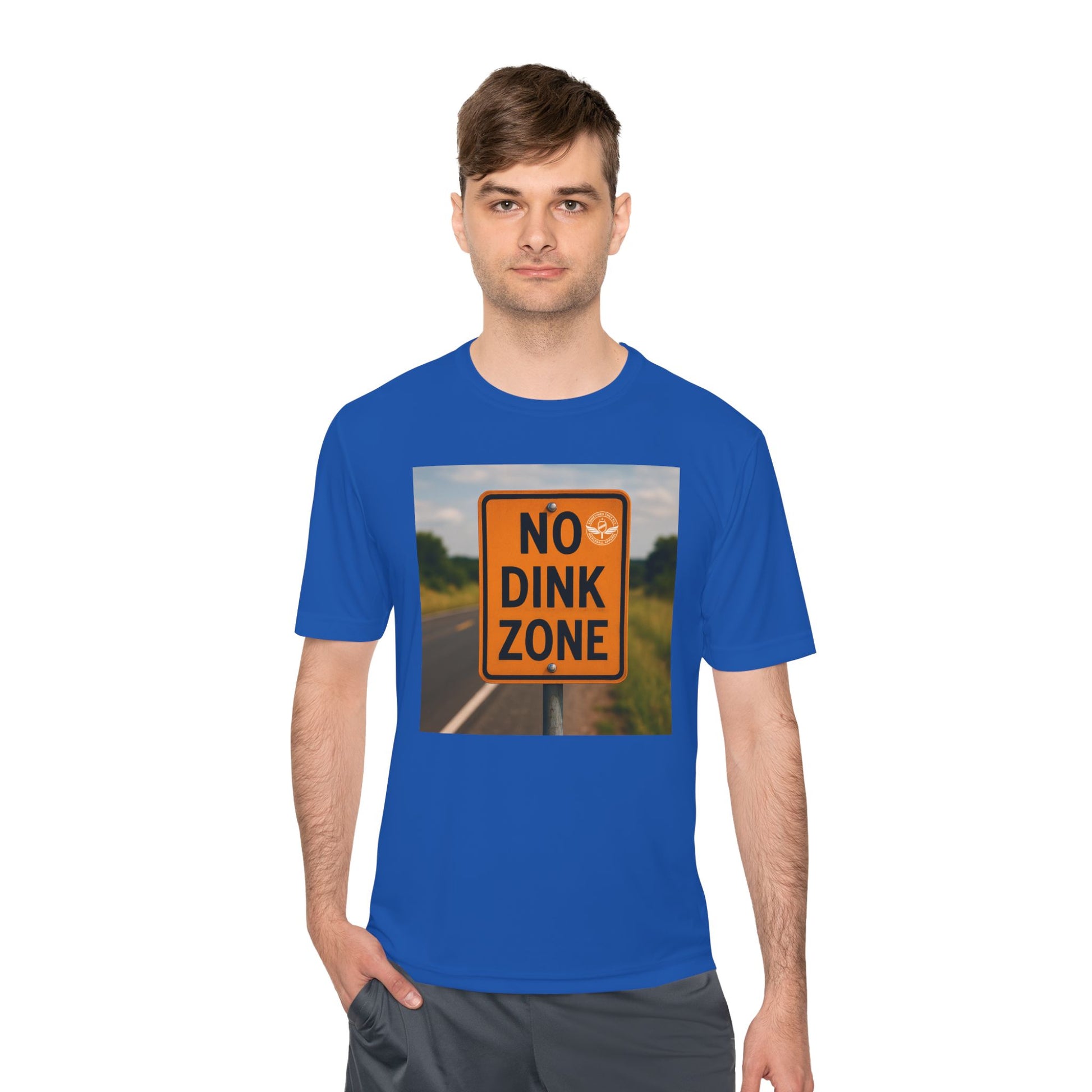 Royal blue sometimes they fly “no dink zone” road sign Men’s pickleball shirt 