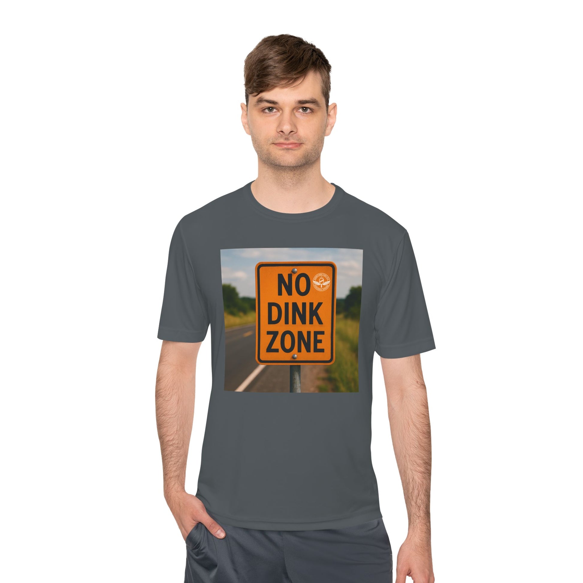 Grey sometimes they fly “no dink zone” road sign mens pickleball shirt 