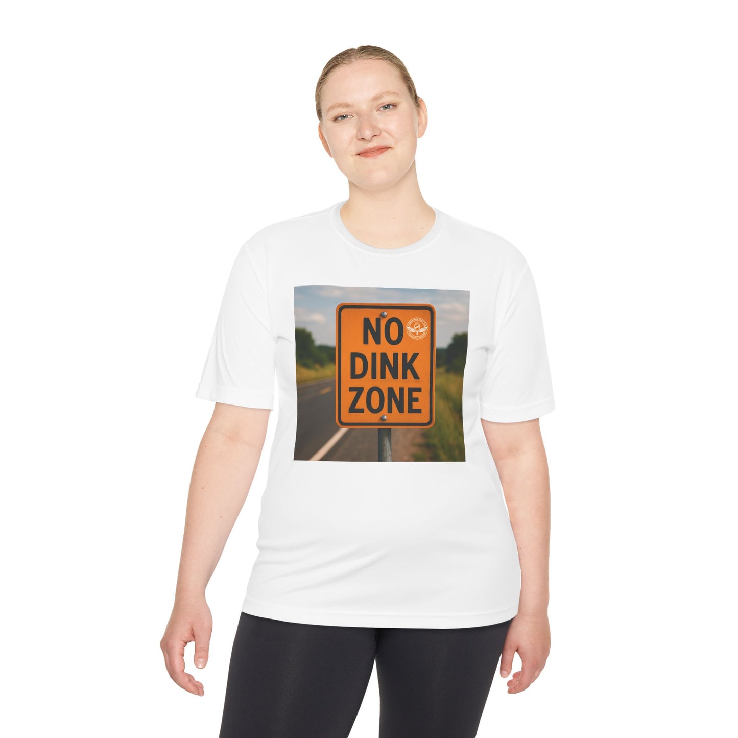 White  sometimes they fly “no dink zone” road sign womens pickleball shirt 