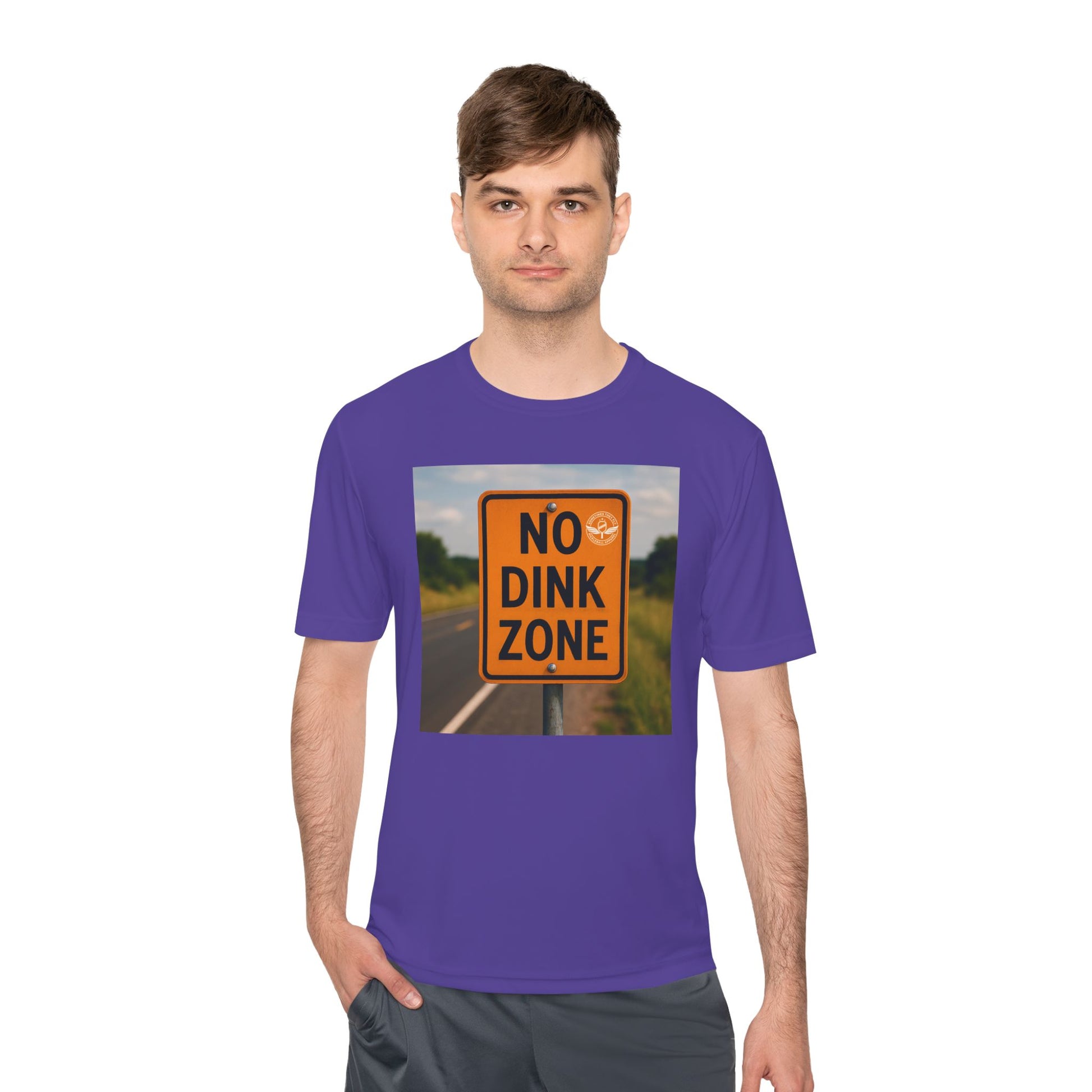 Purple sometimes they fly “no dink zone” road sign men’s pickleball shirt 