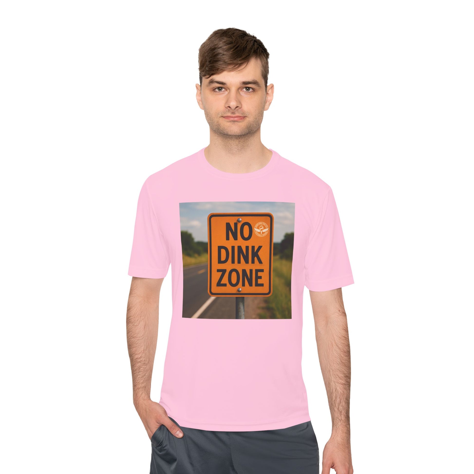 Pink sometimes they fly “no dink zone” road sign Men’s pickleball shirt 