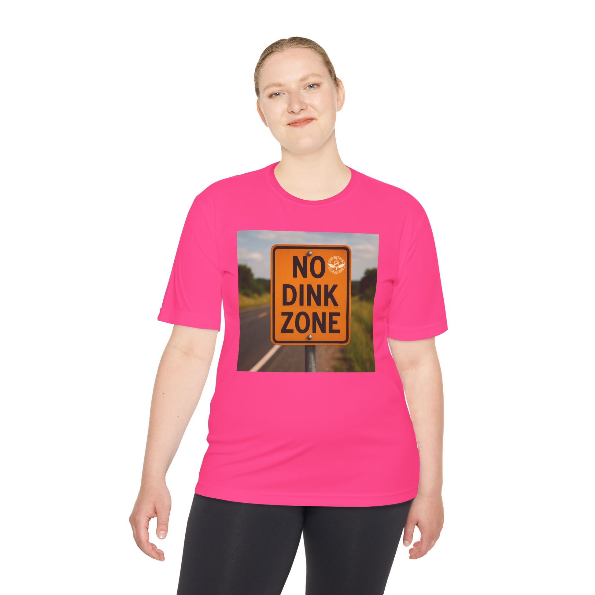 Hot pink sometimes they fly “no dink zone” road sign women’s pickleball shirt 