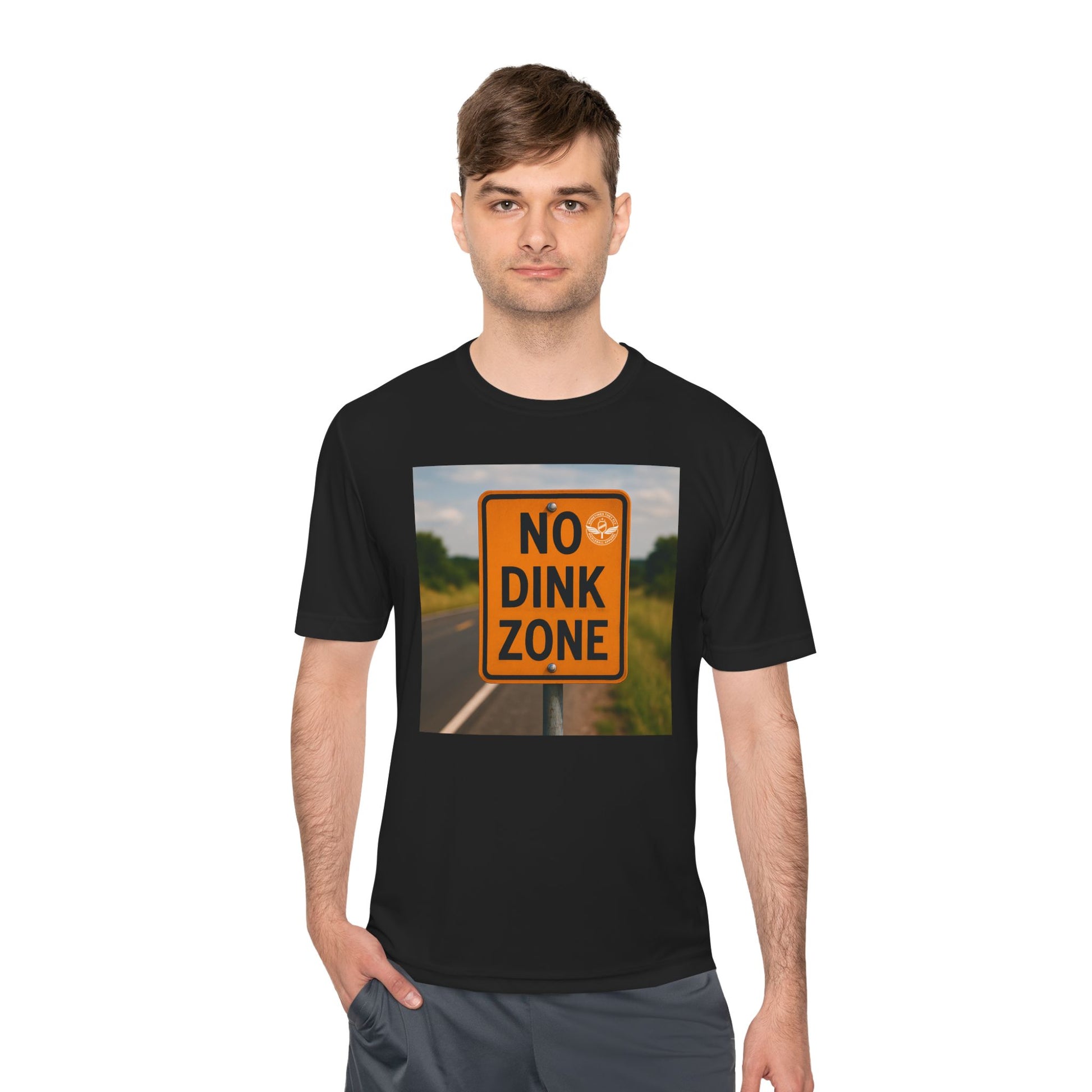 Black sometimes they fly “no dink zone” road sign mens pickleball shirt 