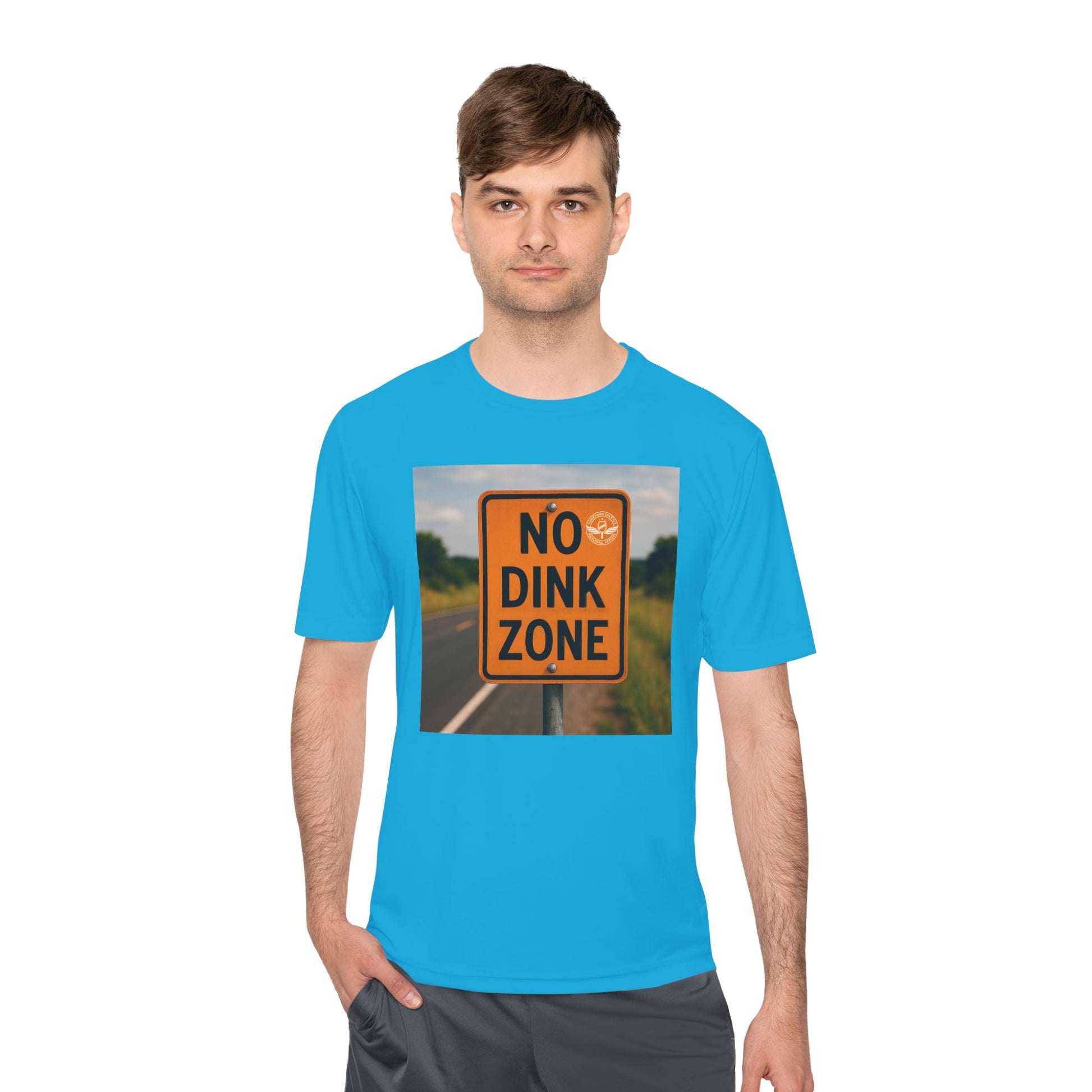 Ultra blue sometimes they fly “no dink zone” road sign men’s pickleball shirt 