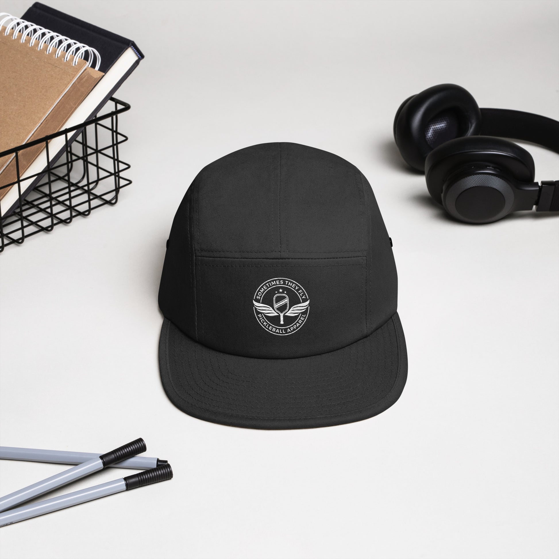 STF Five Panel black pickleball cap