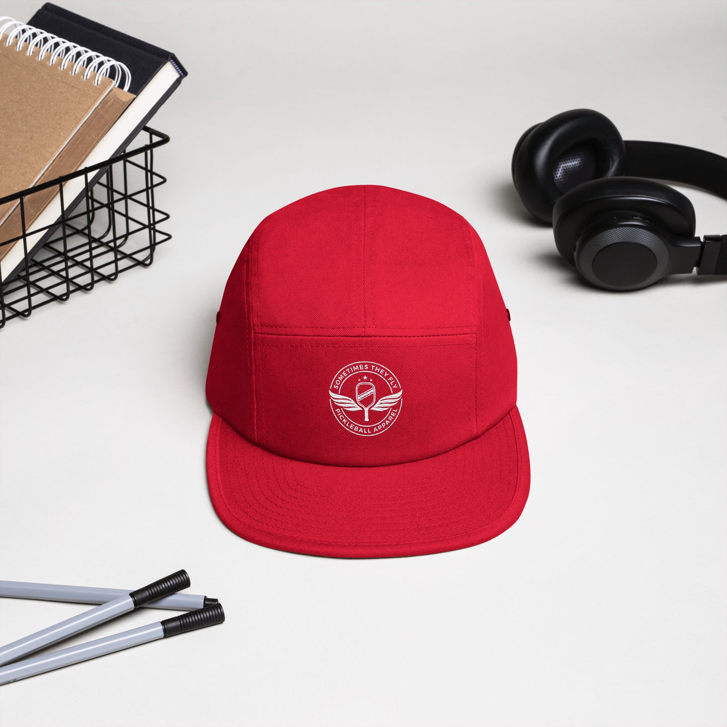 STF Five Panel pure red pickleball cap