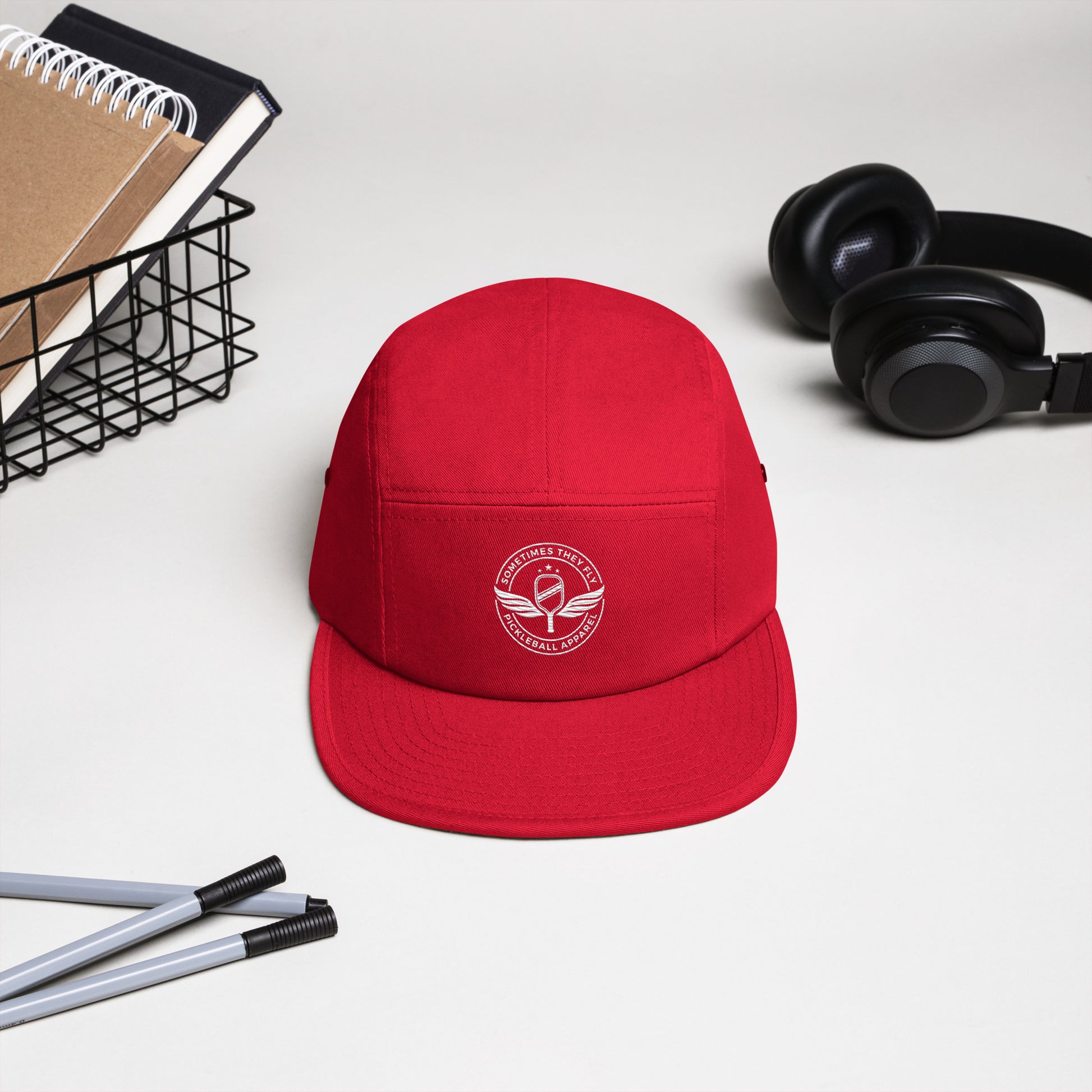 STF Five Panel pure red pickleball cap