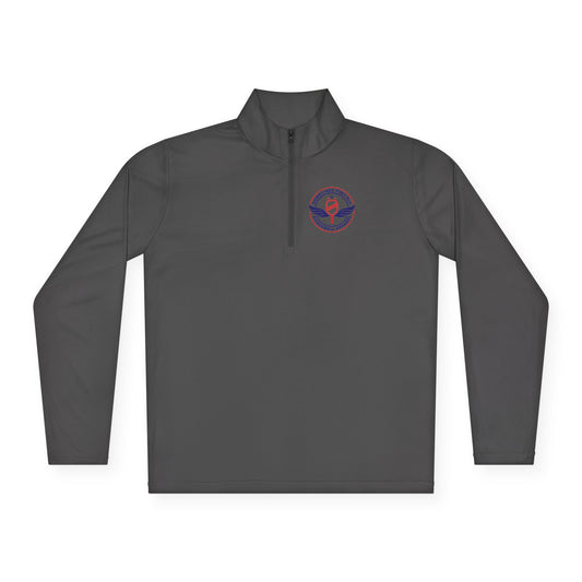 Sometimes they fly long Pickleball sleeve colored logo only performance sports quarter-zip Grey 