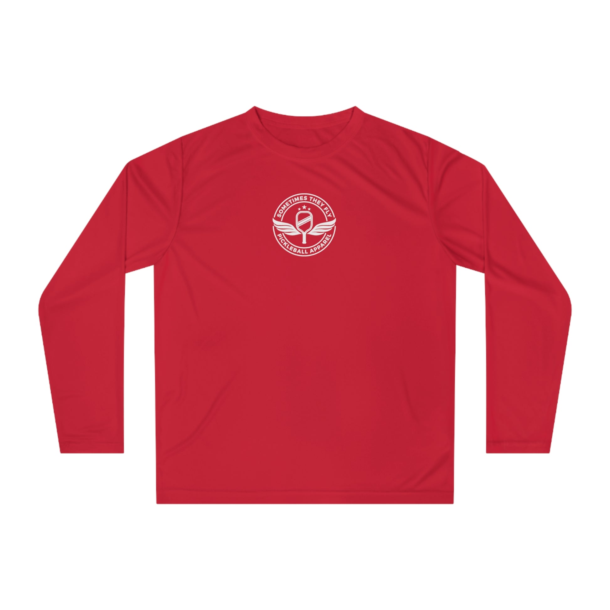 Sometimes they fly long sleeve Pickleball logo only performance sports shirt pure red