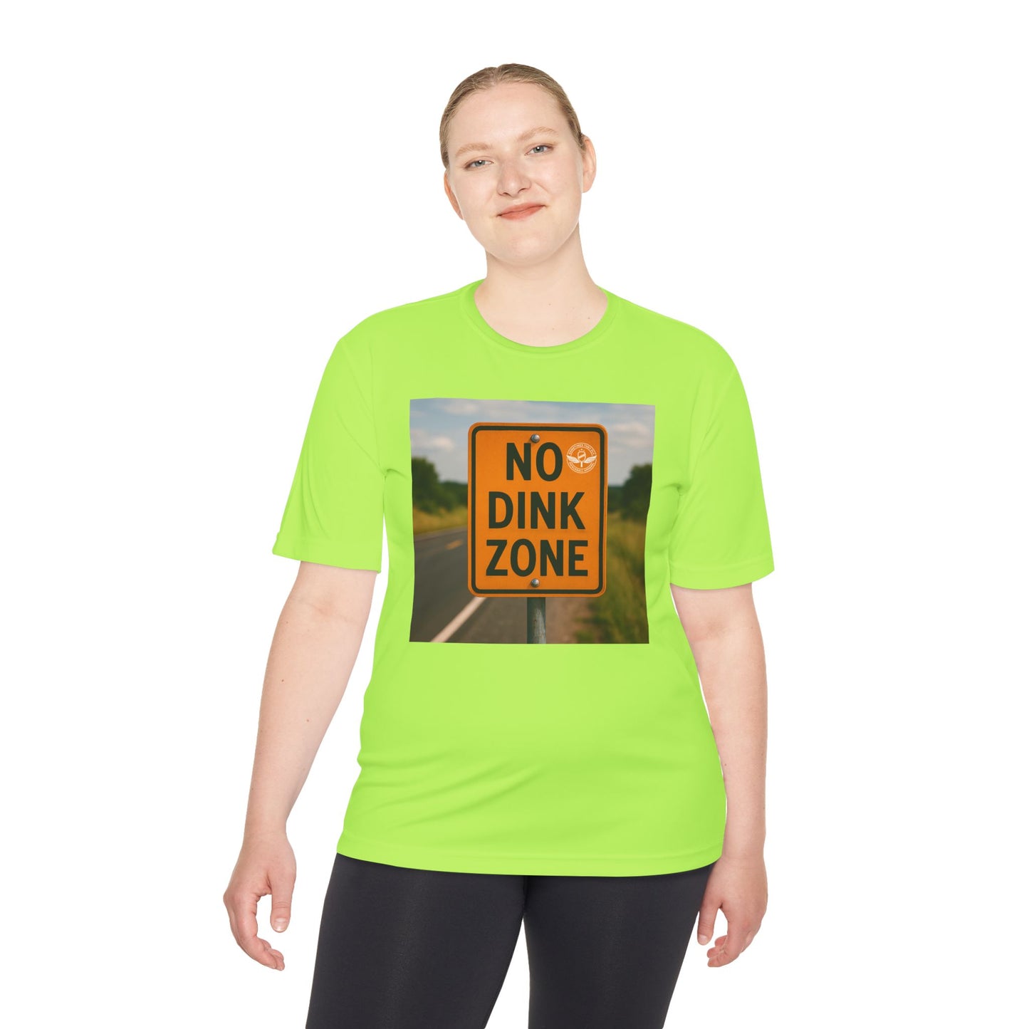 Lime green sometimes they fly “no dink zone” road sign women’s pickleball shirt 