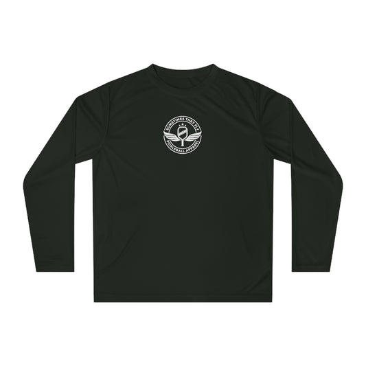 Sometimes they fly long Pickleball sleeve logo only performance sports shirt black 