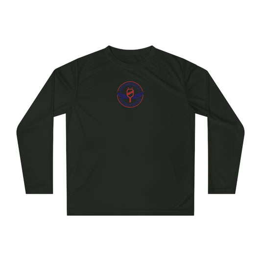 Sometimes they fly long Pickleball sleeve colored logo only performance sports shirt black