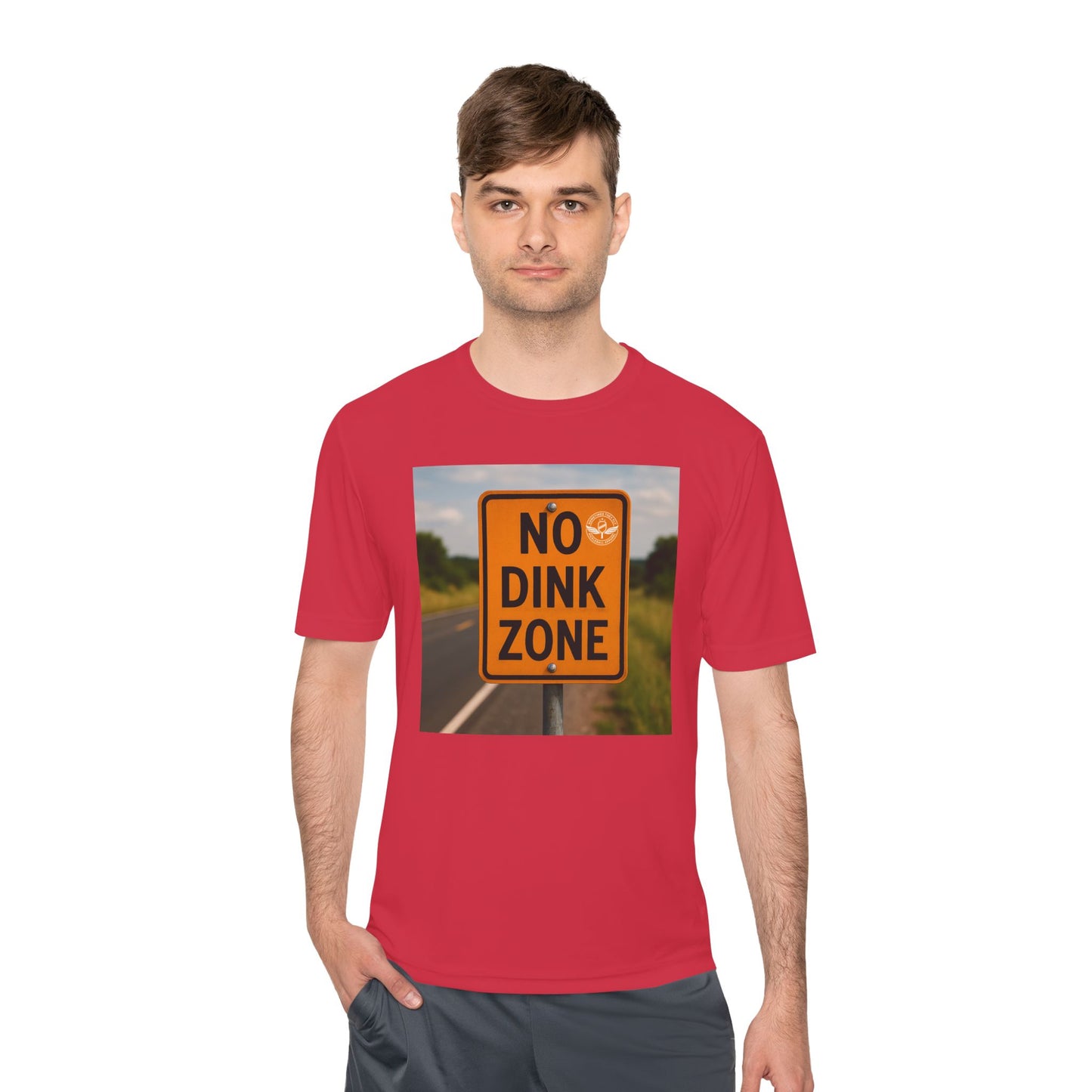 Crimson sometimes they fly “no dink zone” road sign men’s pickleball shirt 