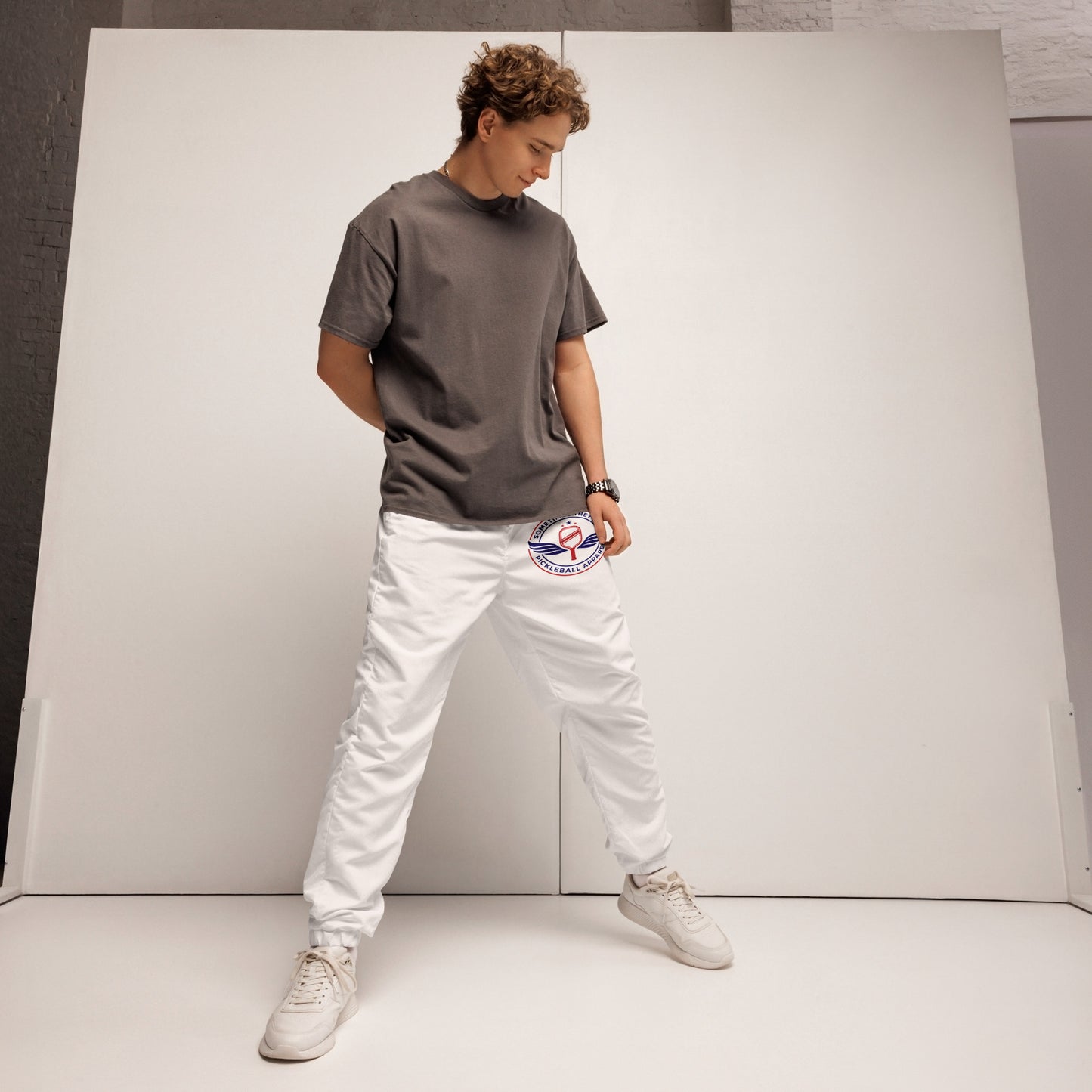 Sometimes They Fly white pickleball track pants 