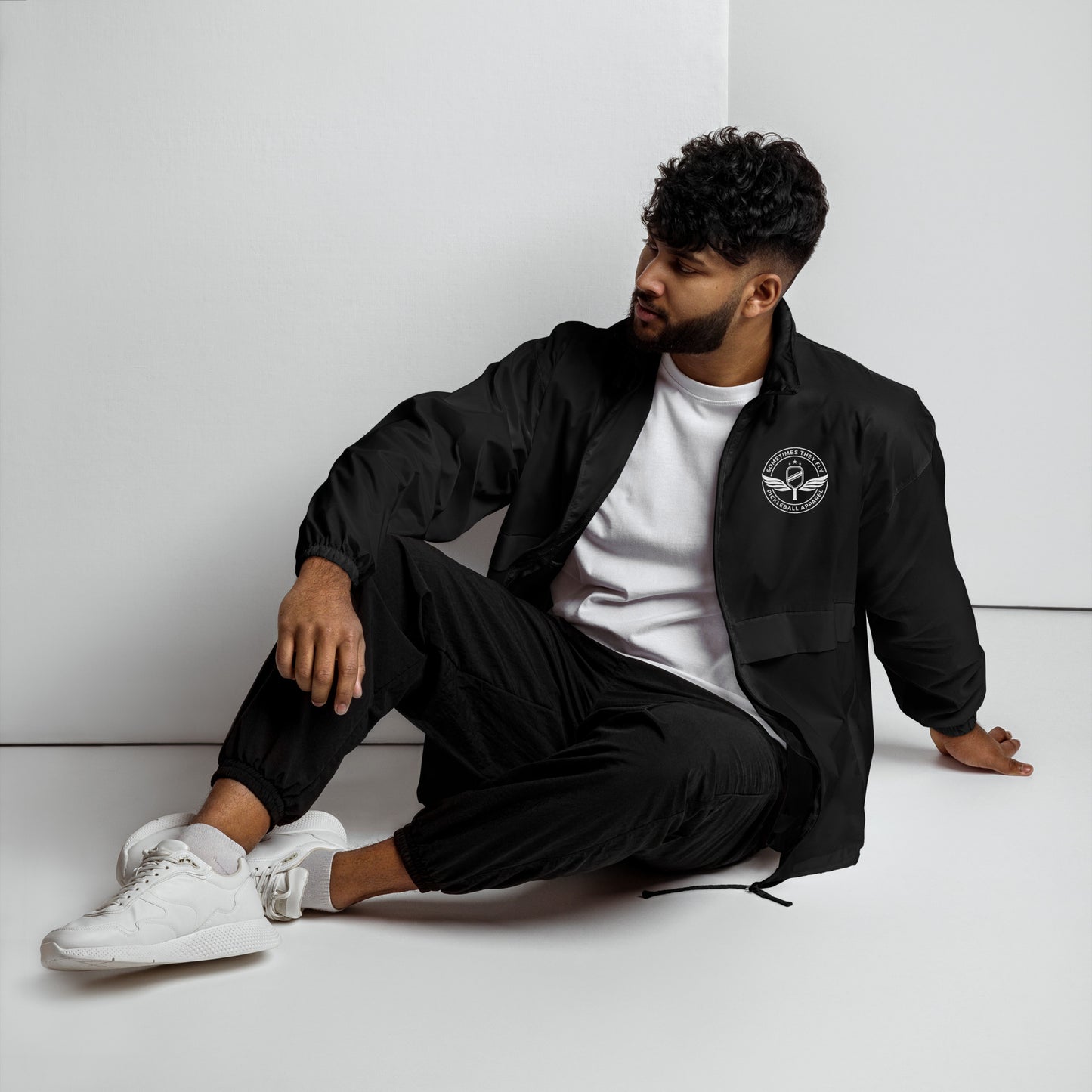 Sometimes they fly Pickleball hoodless windbreaker water proof black