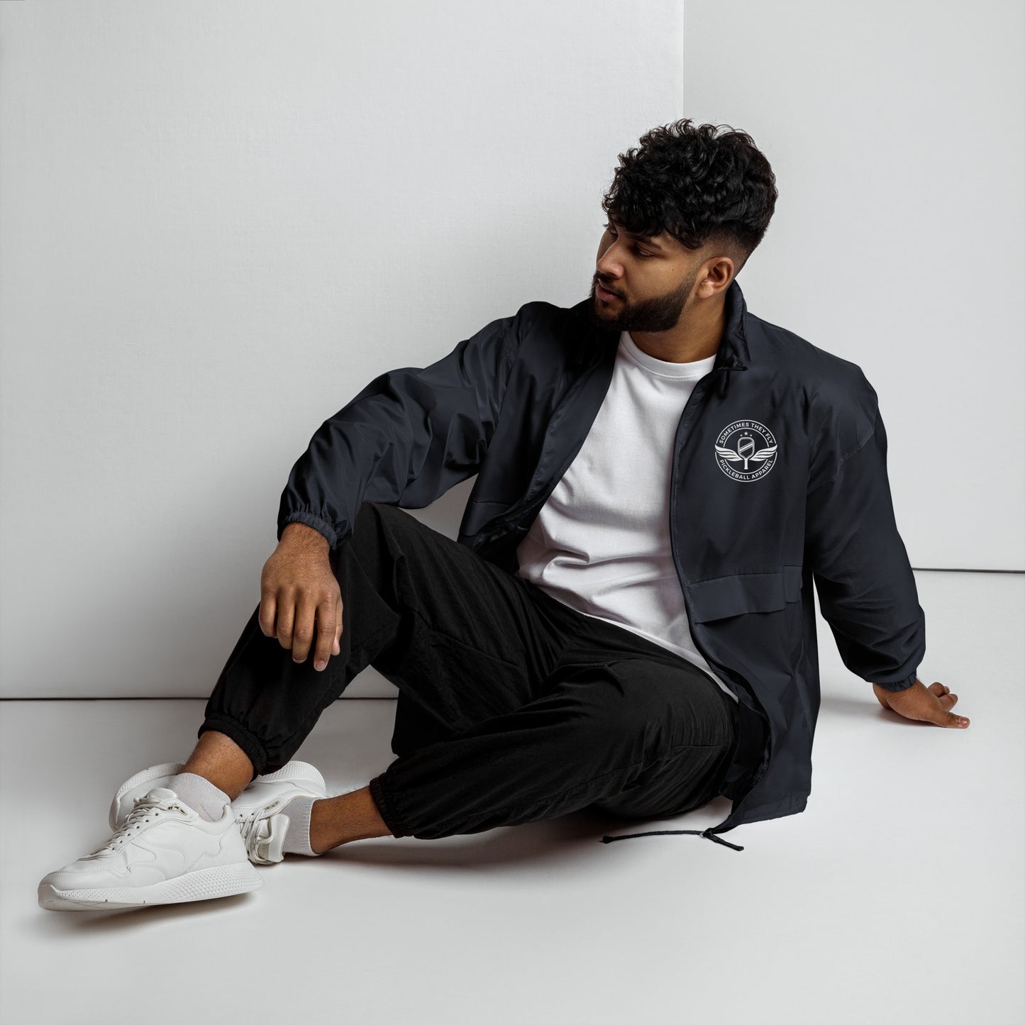 Sometimes they fly Pickleball hoodless windbreaker water proof black
