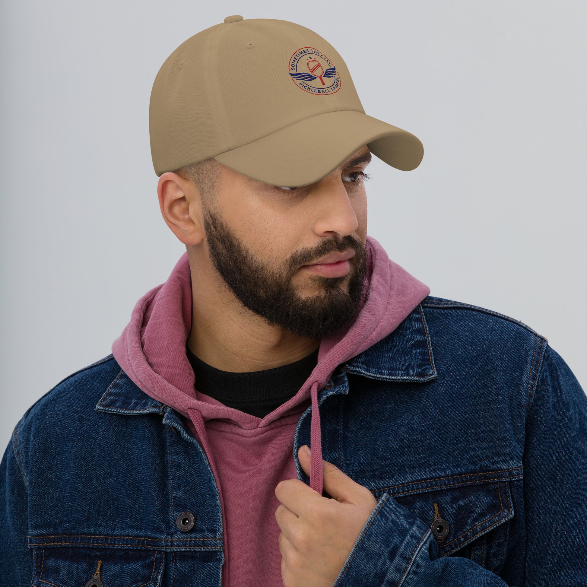 Sometimes They Fly khaki pickleball Dad hat