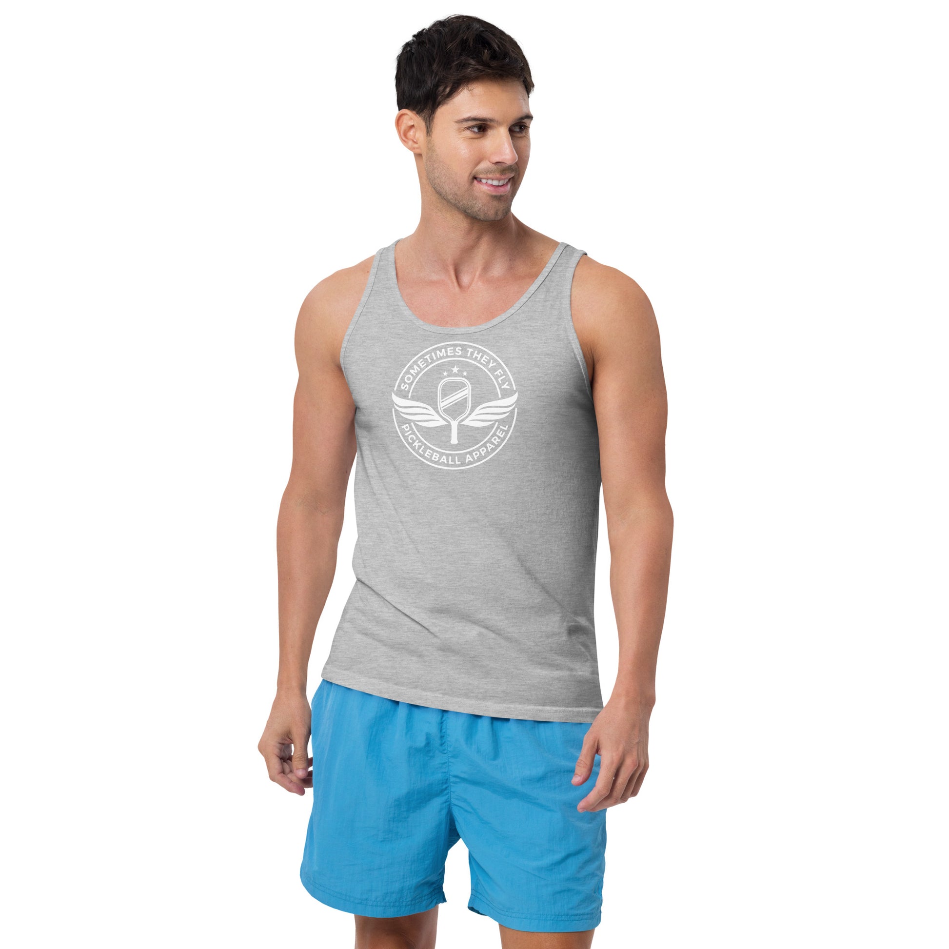 Sometimes they fly heather grey pickleball athletic tank top