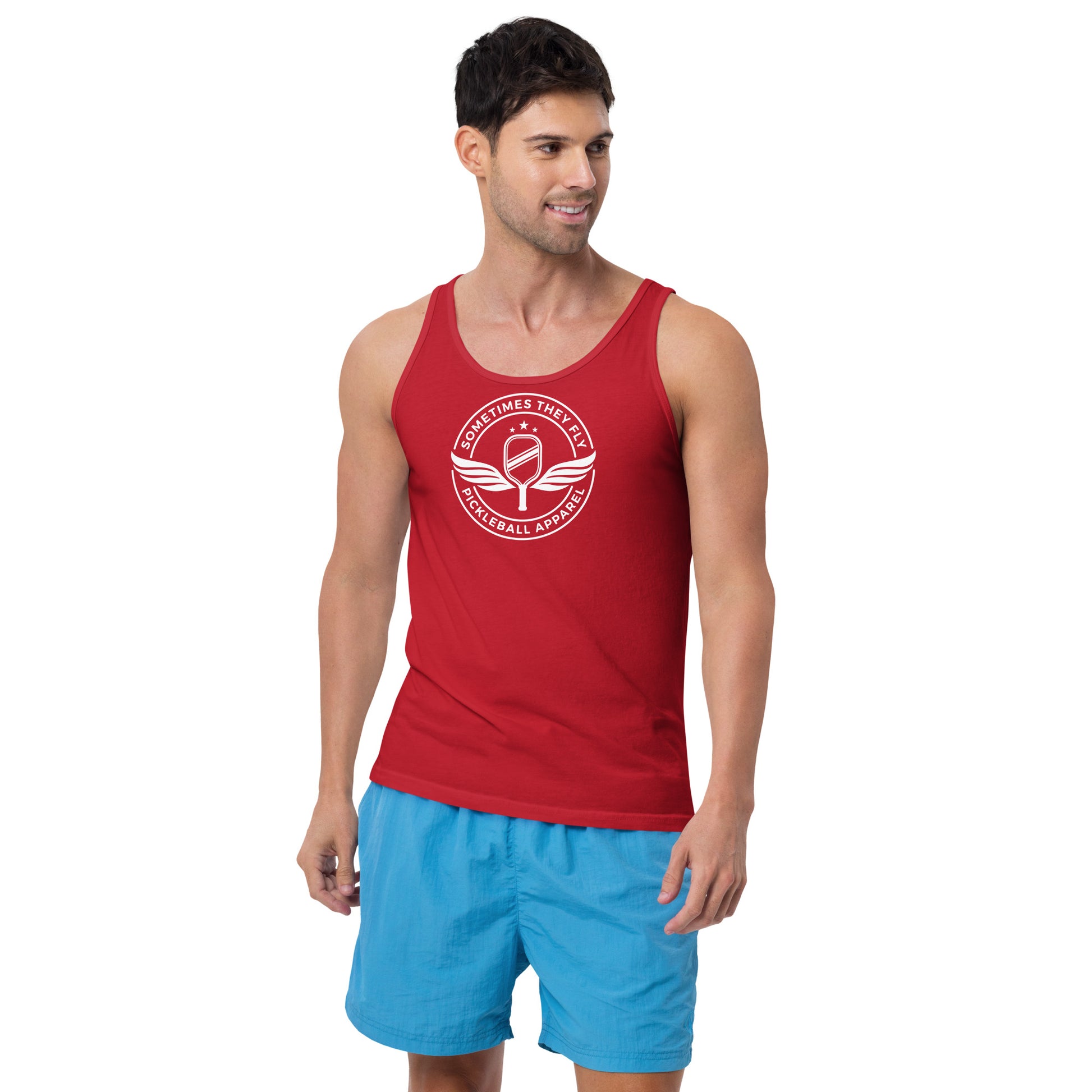 Sometimes they fly red pickleball athletic tank top