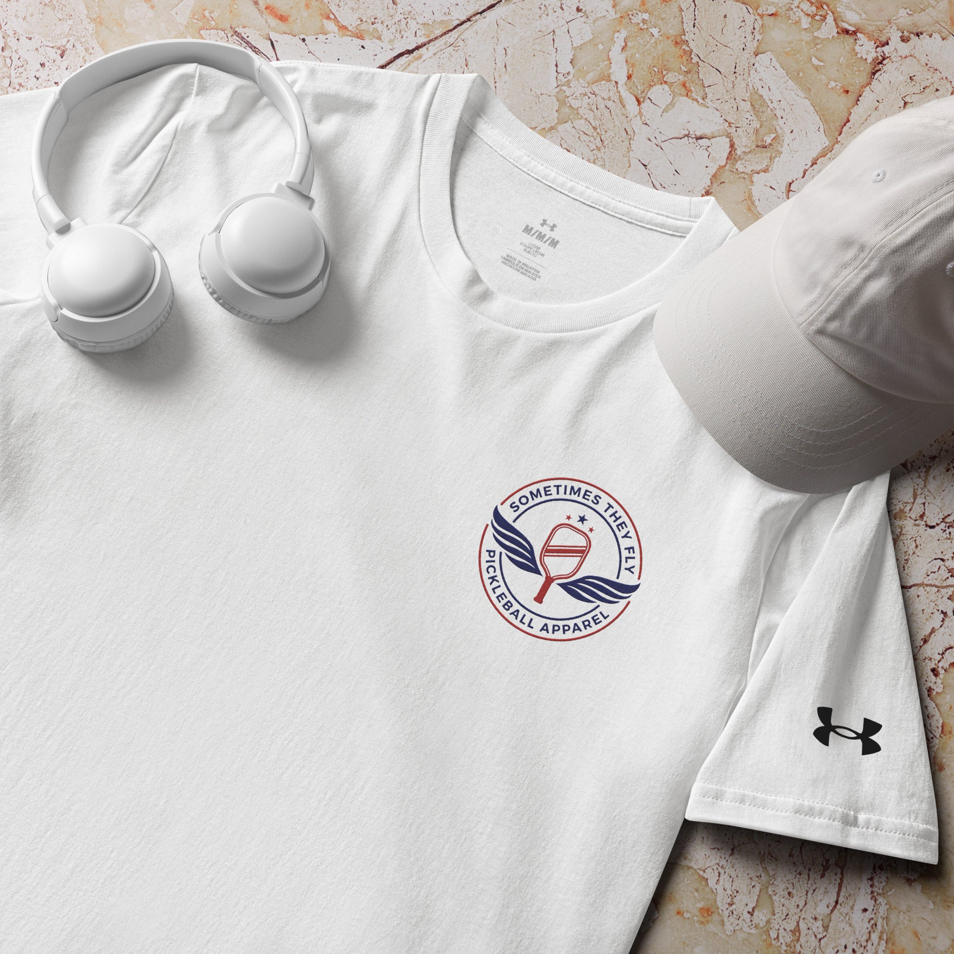 Sometimes They Fly athletic under armor pickleball shirt white 