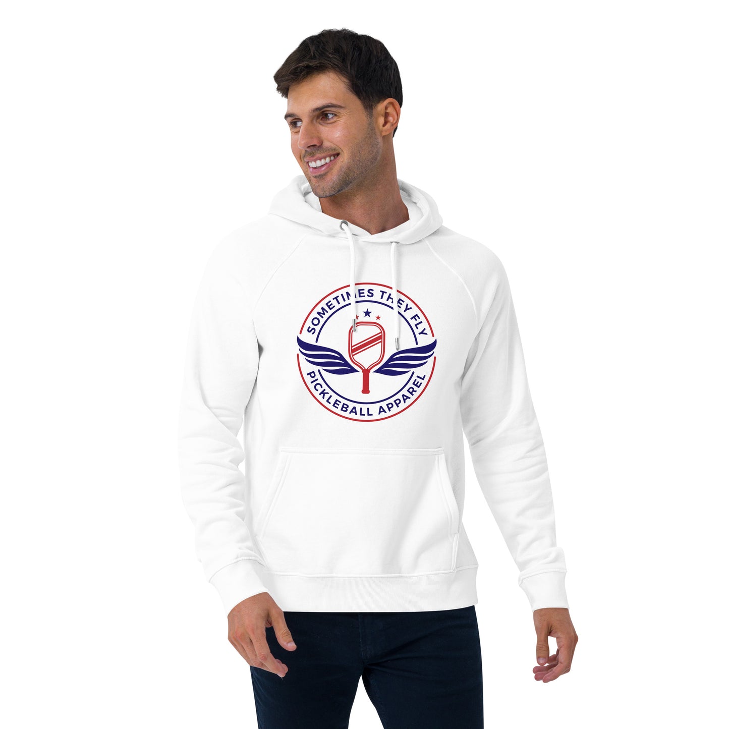 Sometimes they fly mens pickleball/comfort hoodie white