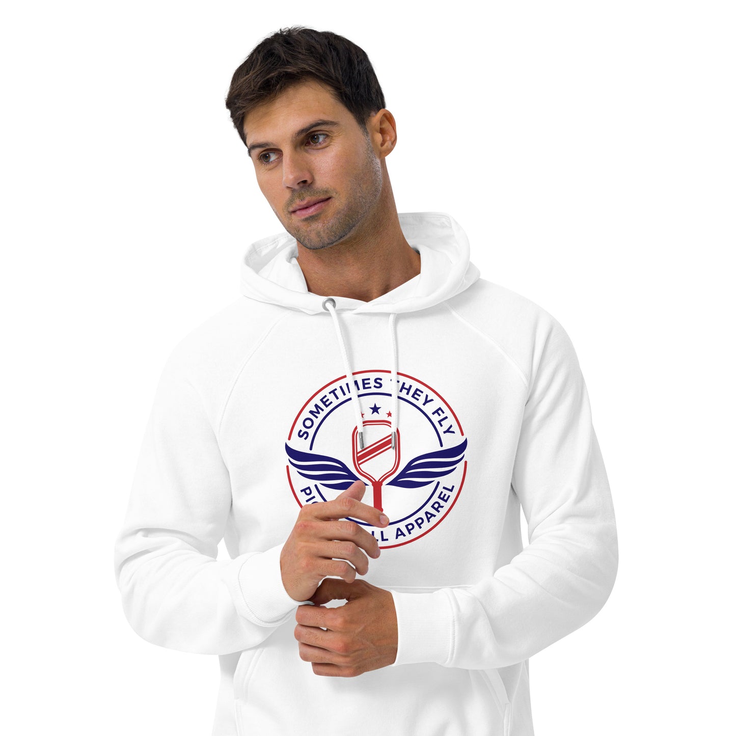 Sometimes they fly mens pickleball/comfort hoodie white 