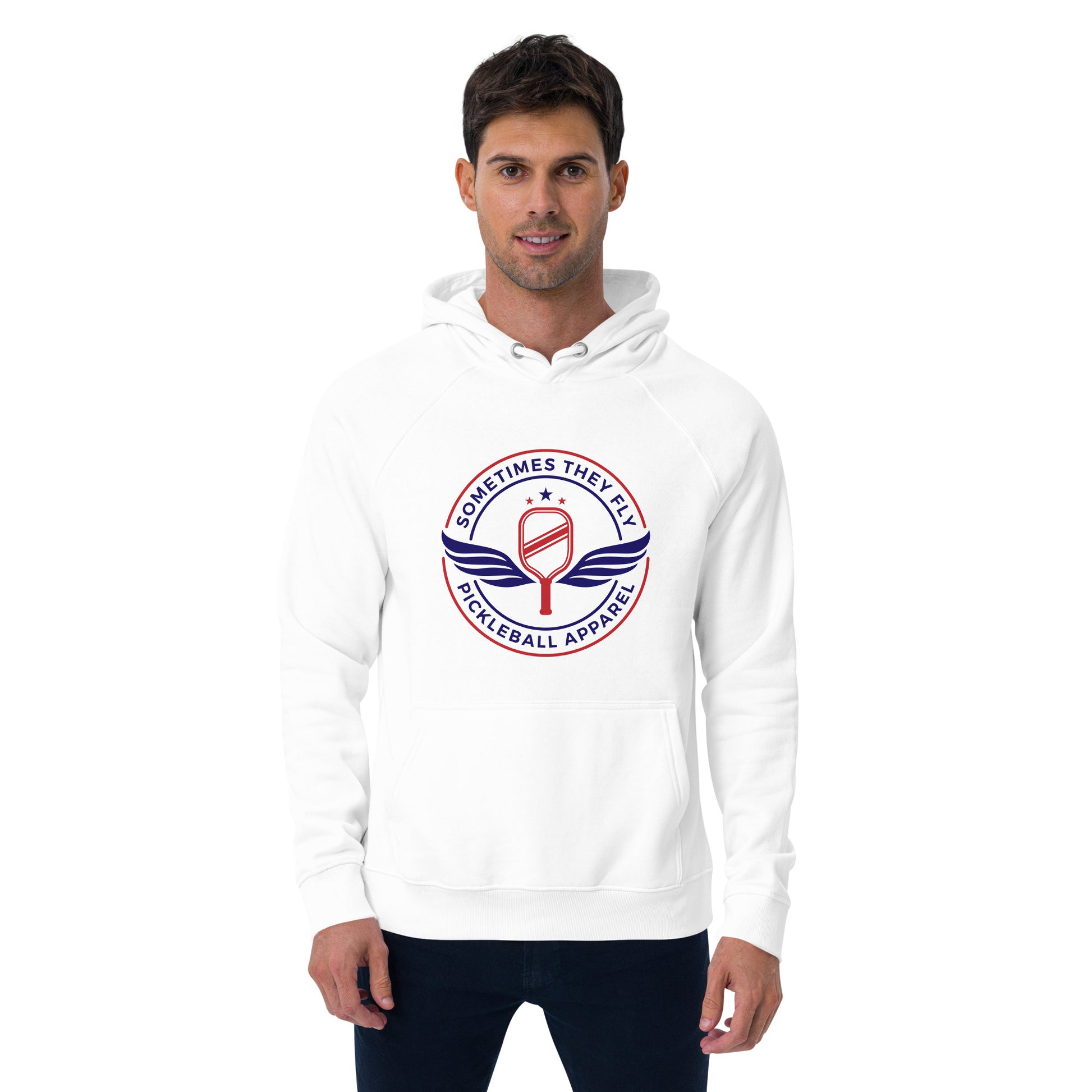Sometimes they fly mens pickleball/comfort hoodie white