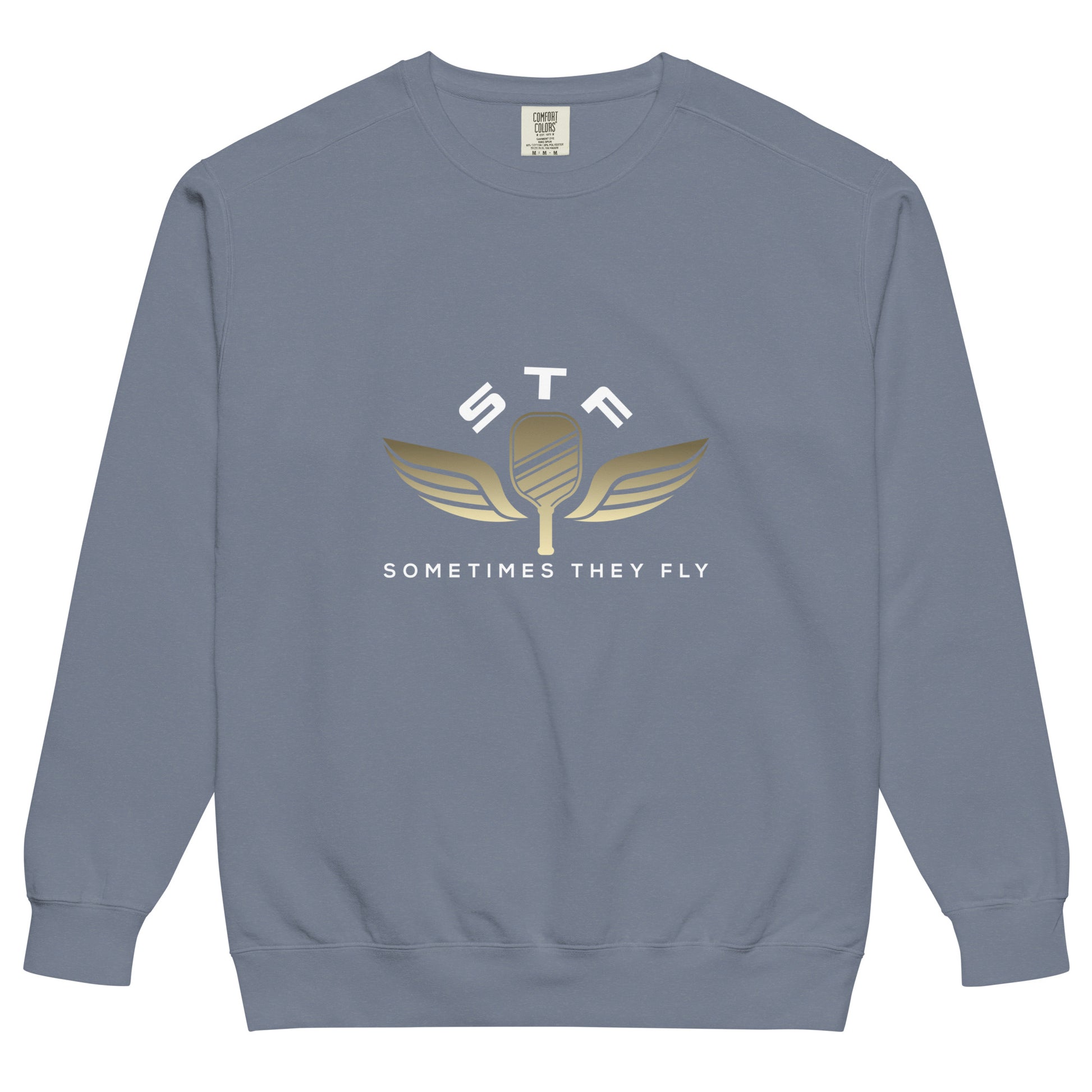Sometimes they fly pickleball/comfort sweatshirt blue jean