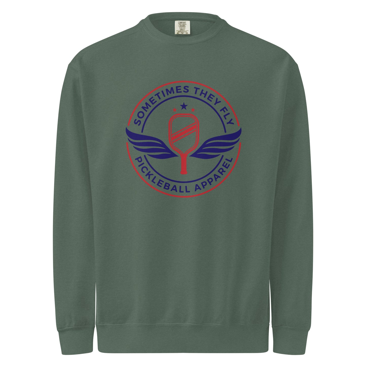 Sometimes they fly pickleball/comfort sweatshirt blue spruce 