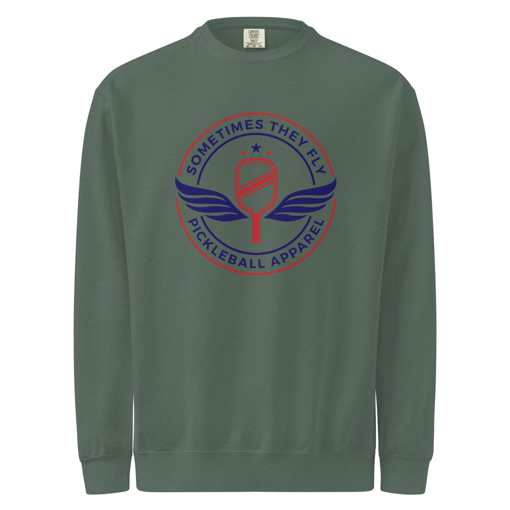 Sometimes they fly pickleball/comfort sweatshirt blue spruce 