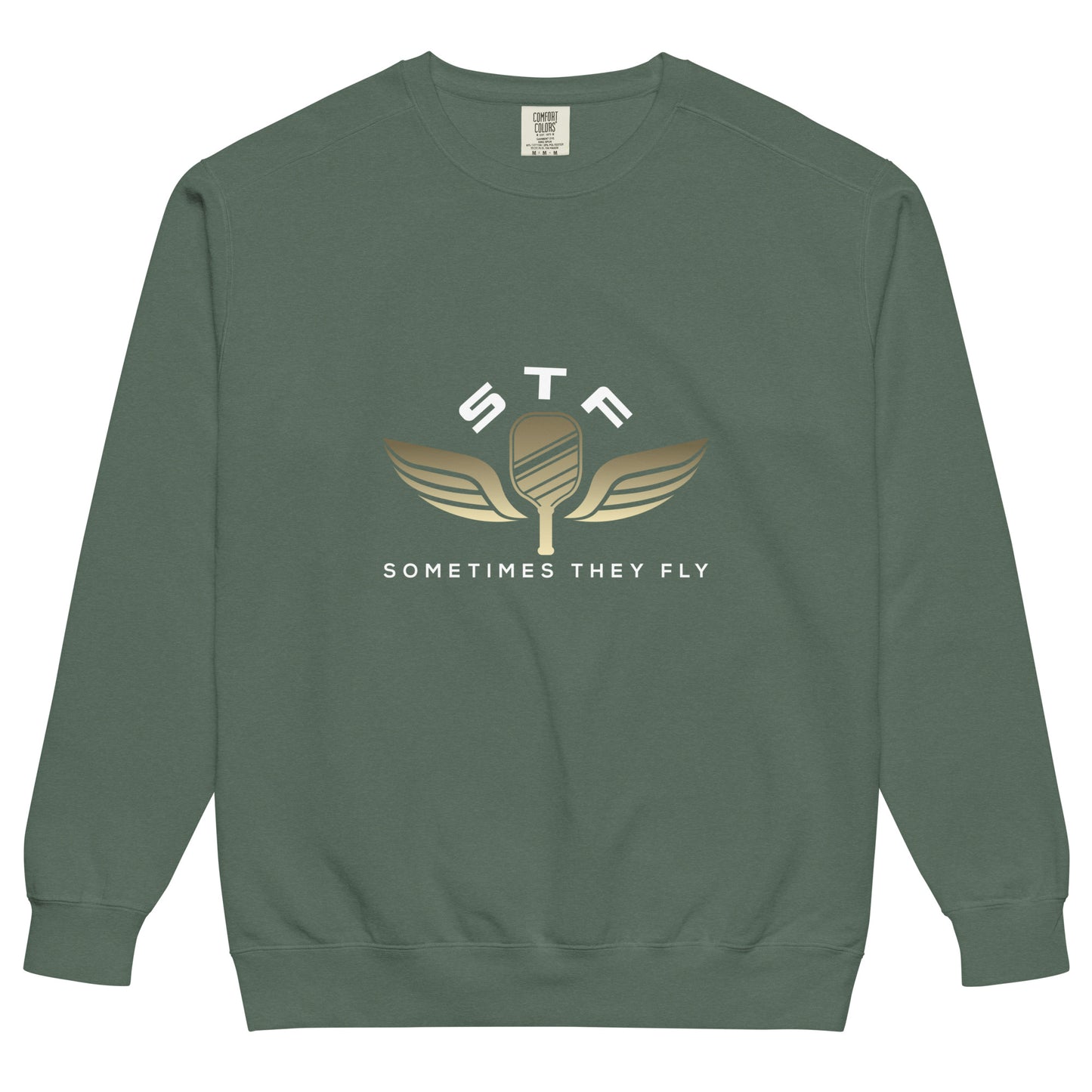 Sometimes they fly pickleball/comfort sweatshirt blue spruce