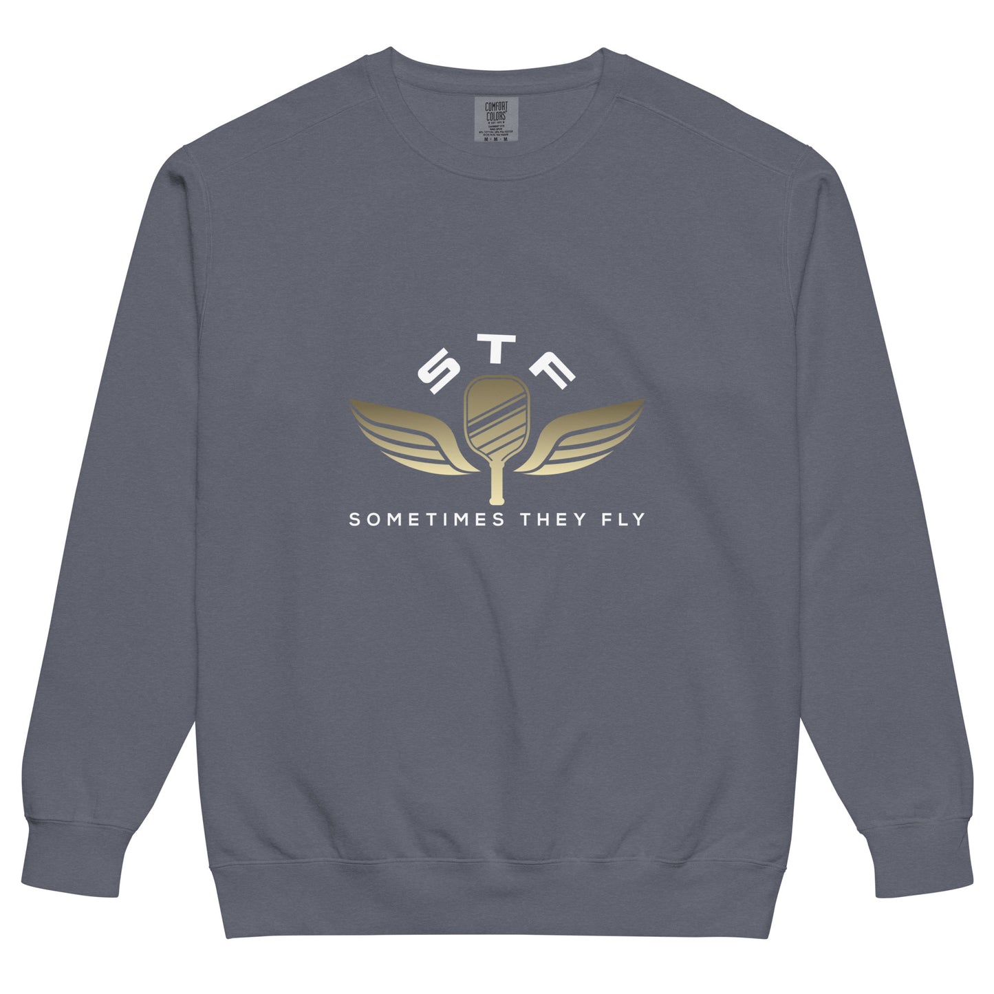 Sometimes they fly pickleball/comfort sweatshirt denim blue grey