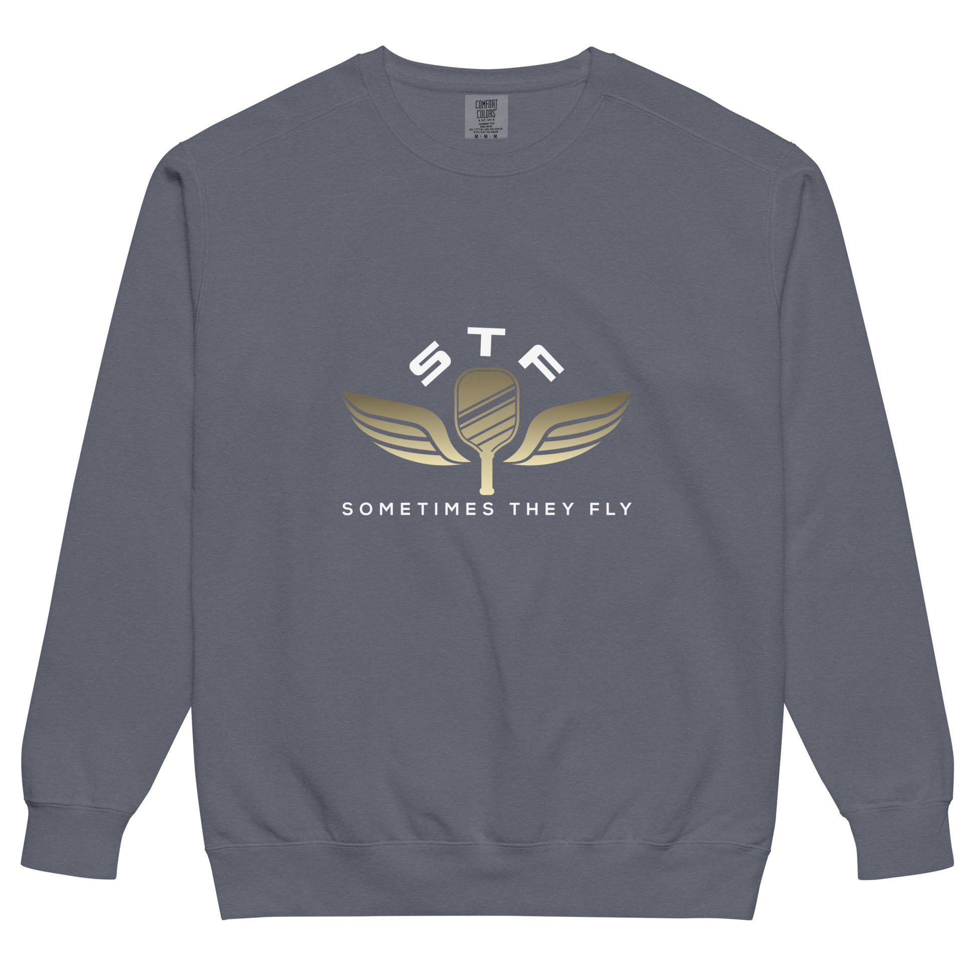 Sometimes they fly pickleball/comfort sweatshirt denim blue grey