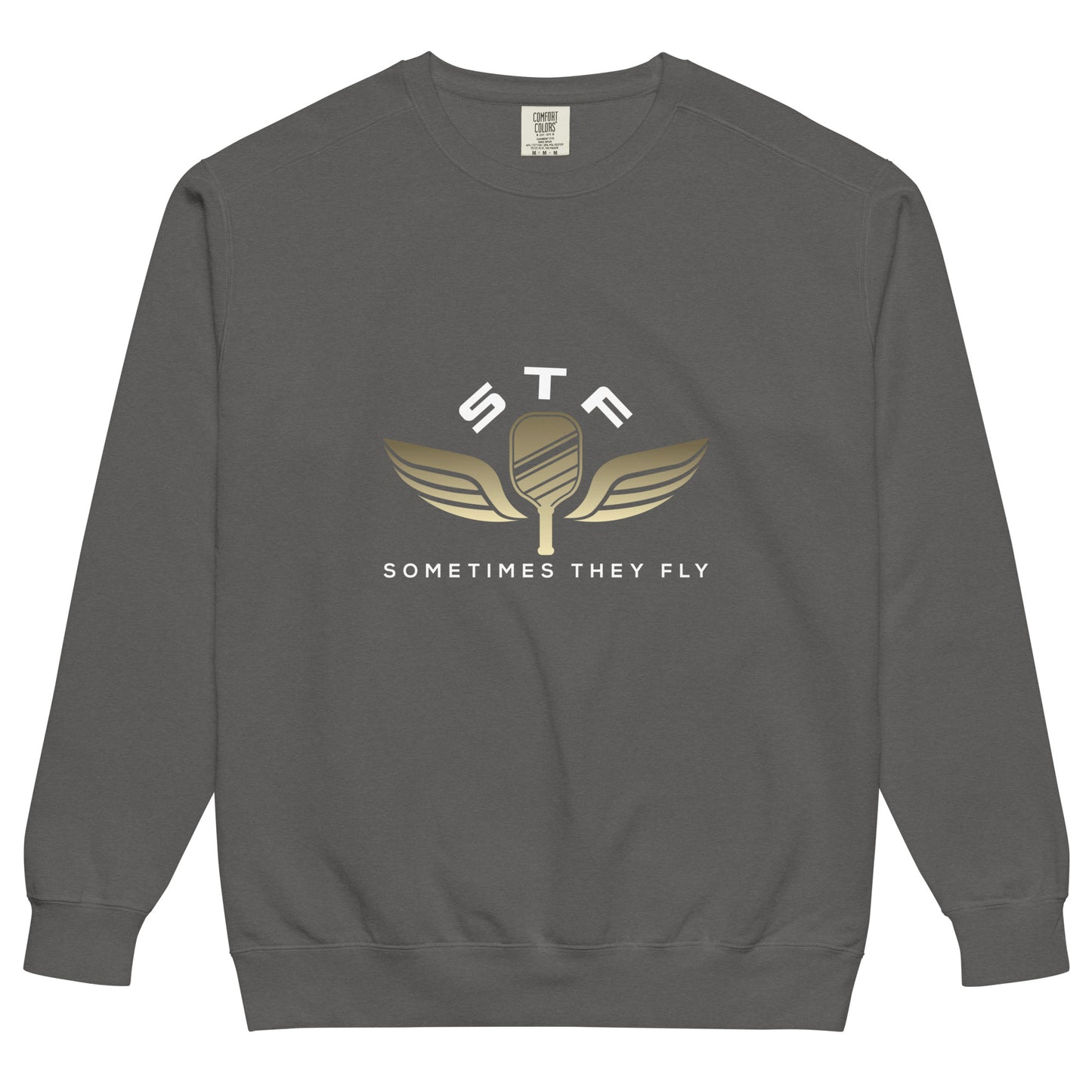 Sometimes they fly pickleball/comfort sweatshirt pepper grey