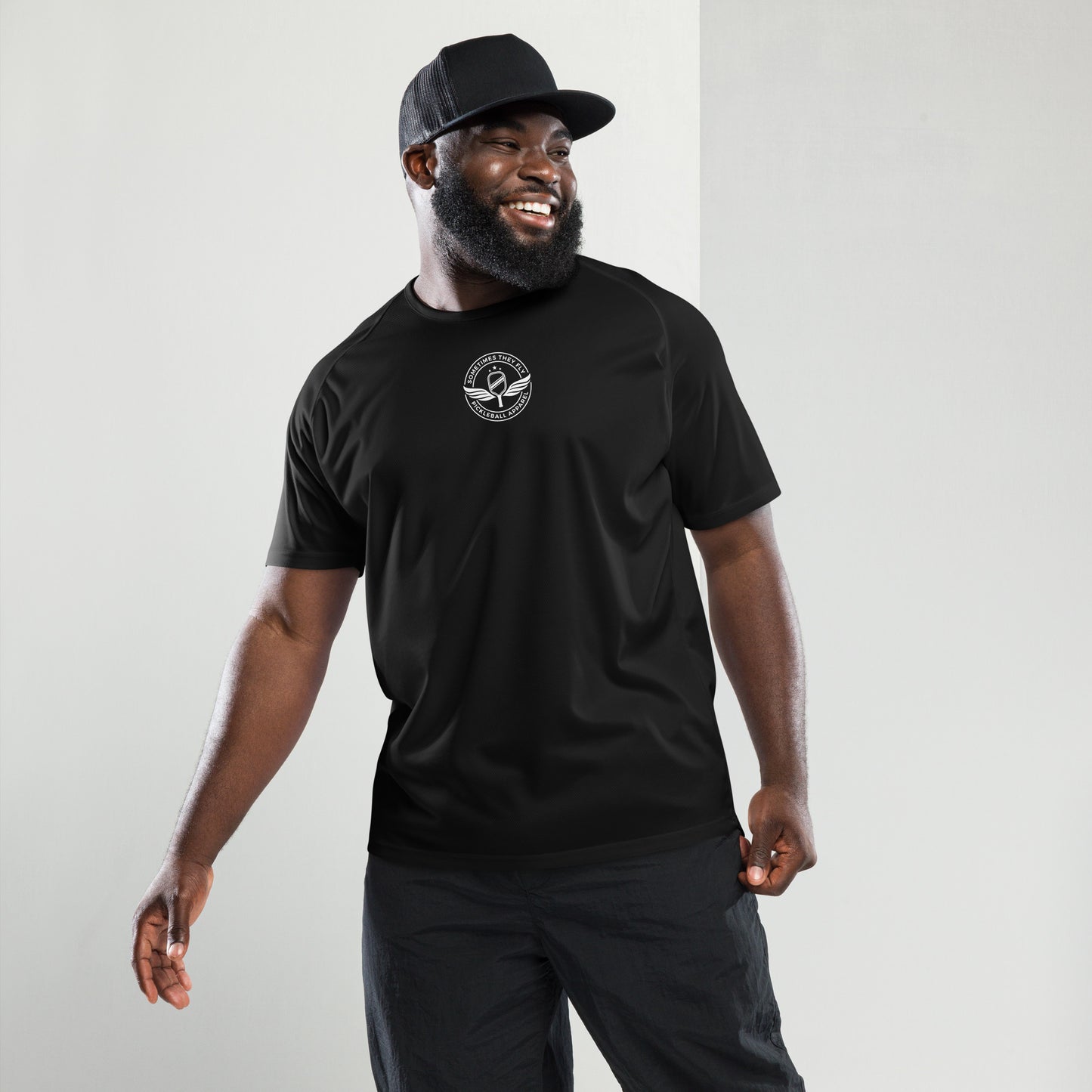 Sometimes they fly pickleball/athletic logo t shirt black