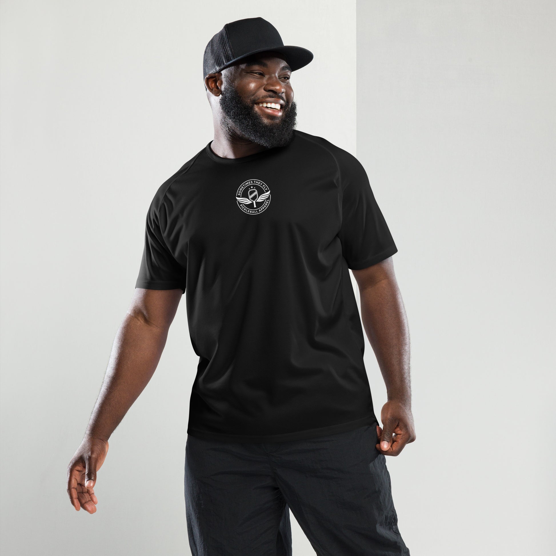 Sometimes they fly pickleball/athletic logo t shirt black