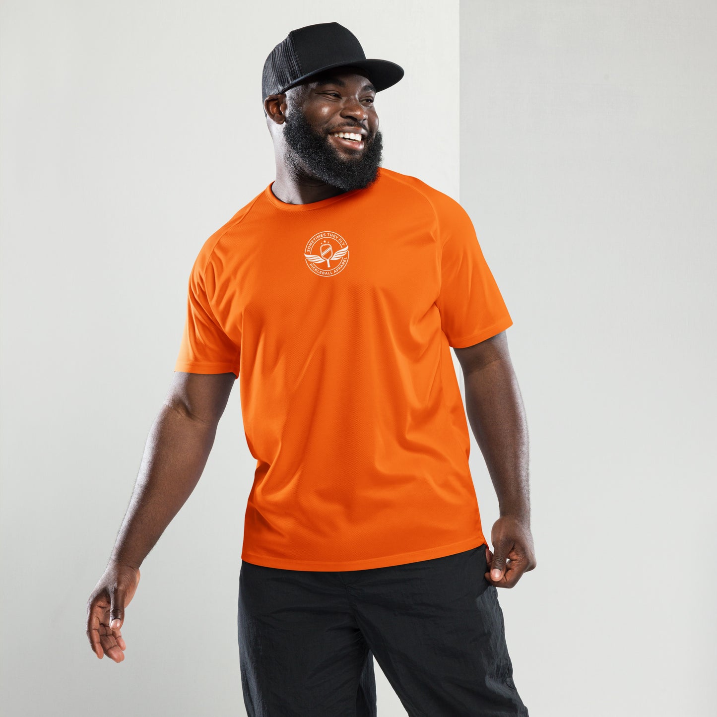 Sometimes they fly pickleball/athletic logo t shirt neon orange