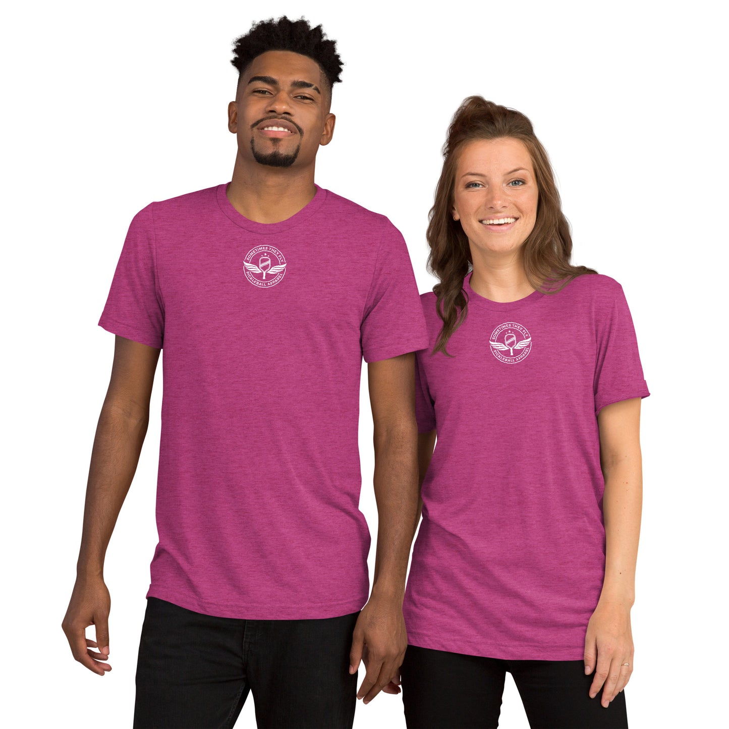 Sometimes They Fly athletic pickleball shirt men’s and women’s pink