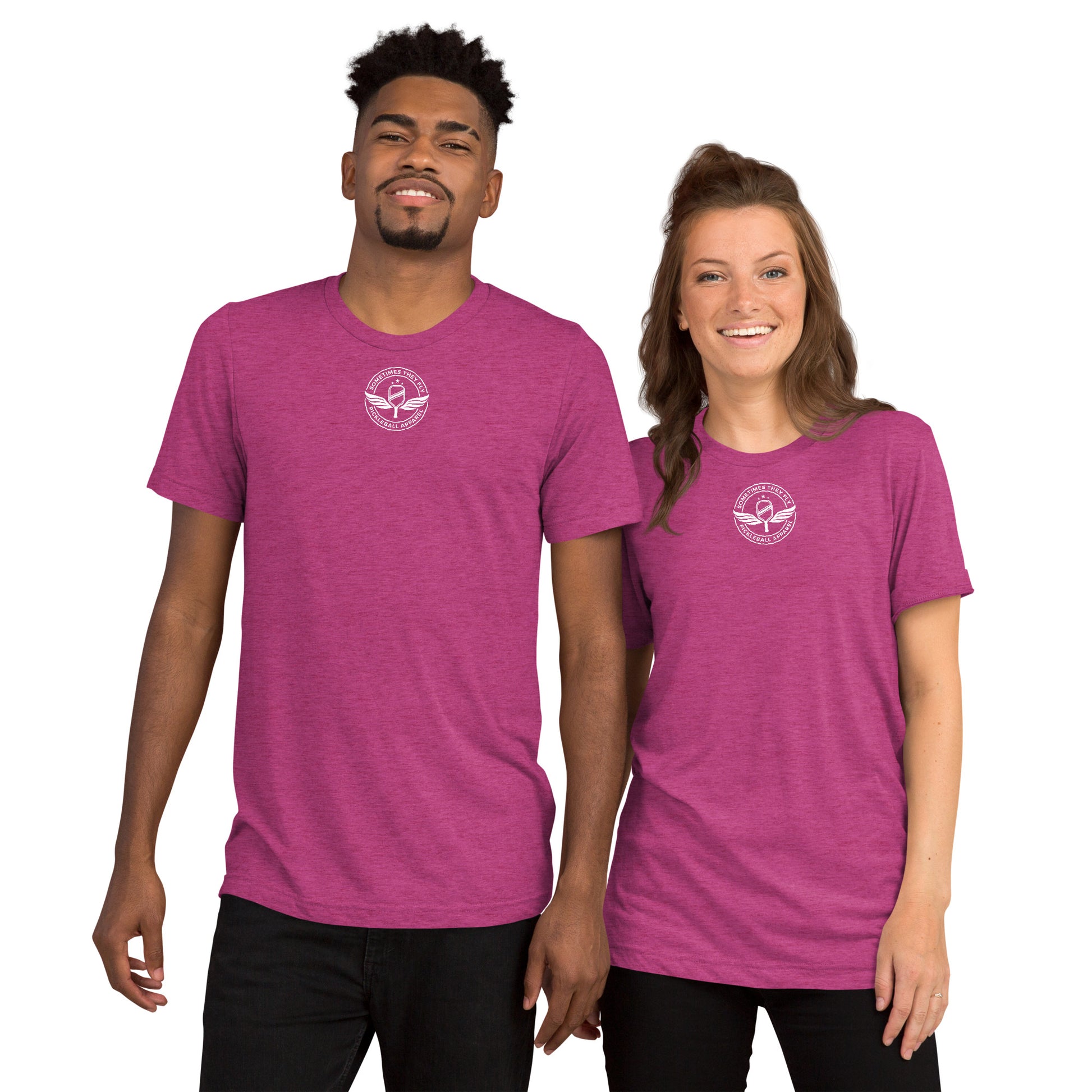 Sometimes They Fly athletic pickleball shirt men’s and women’s pink