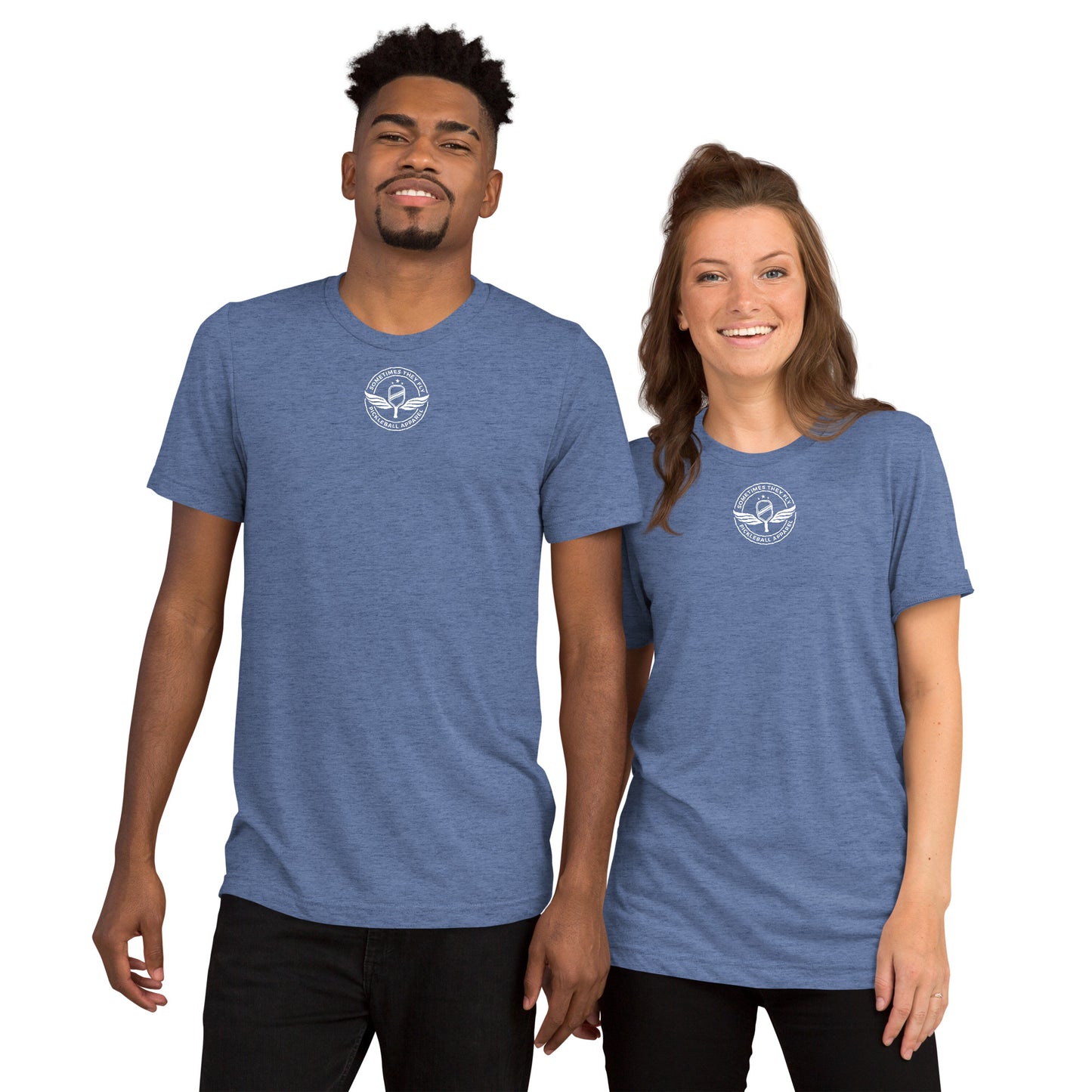 Sometimes They Fly athletic pickleball shirt men’s and women’s blue 