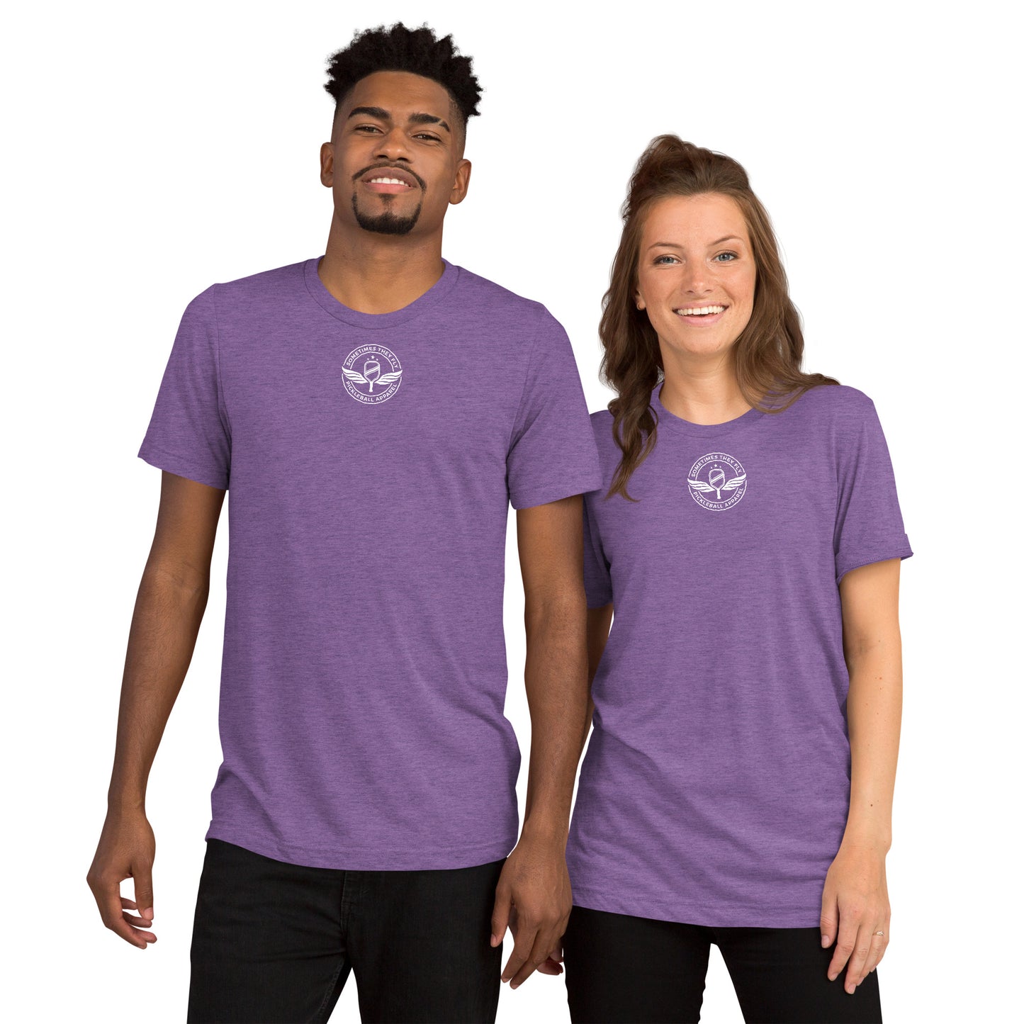 Sometimes They Fly athletic pickleball shirt men’s and women’s purple