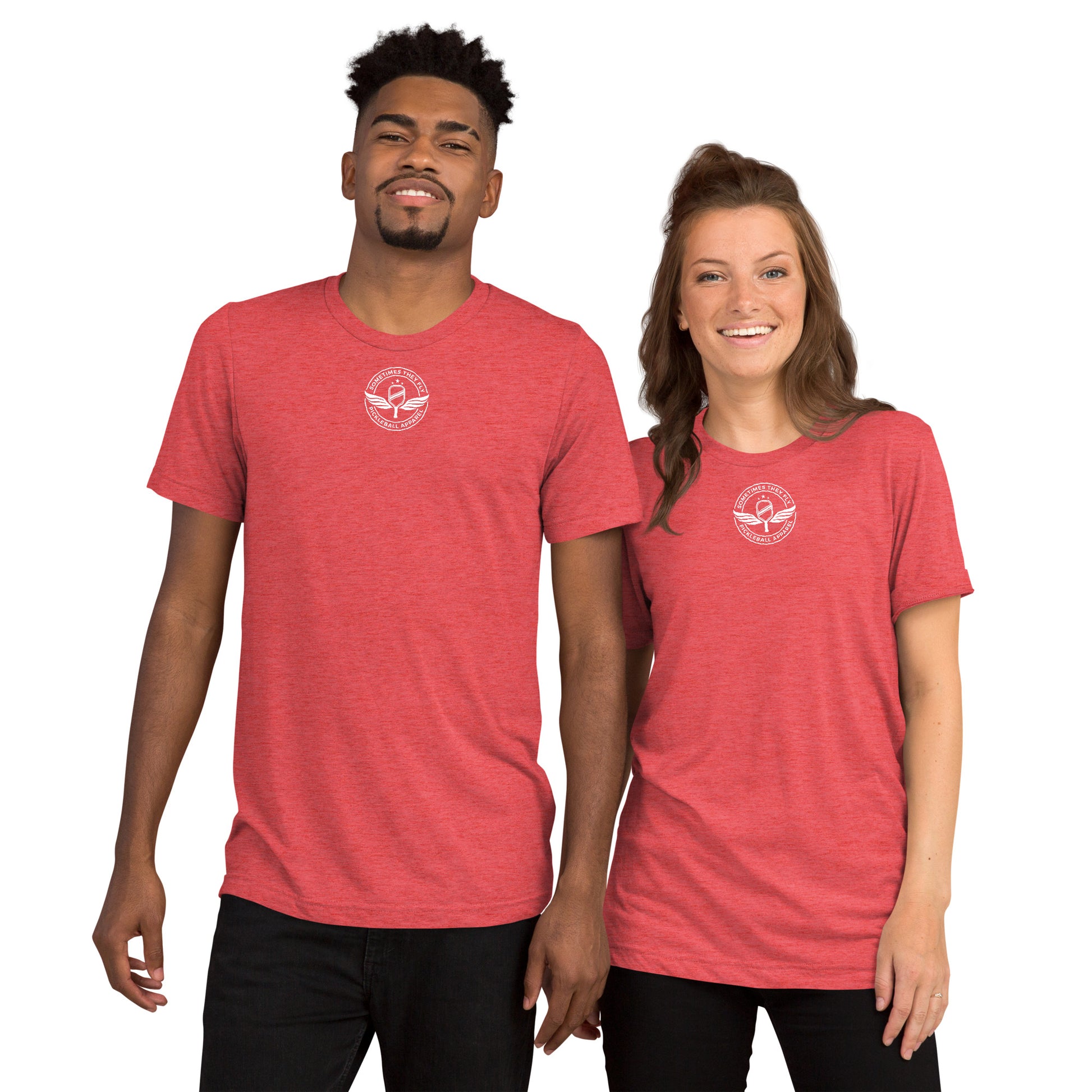 Sometimes They Fly athletic pickleball shirt men’s and women’s orange