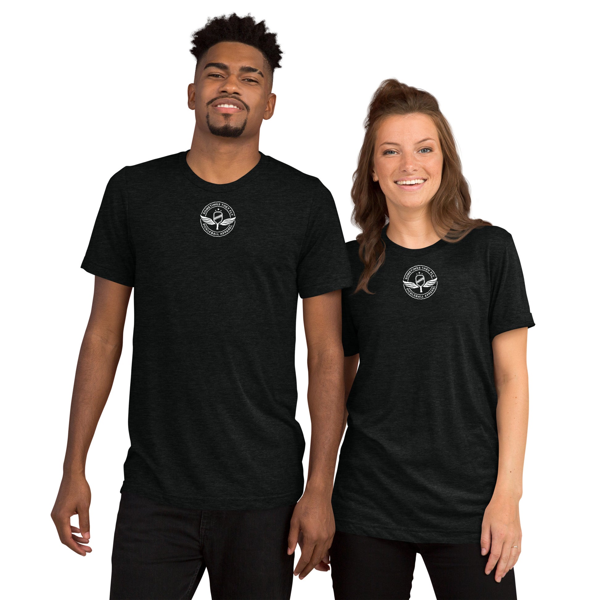 Sometimes They Fly athletic pickleball shirt men’s and women’s black 